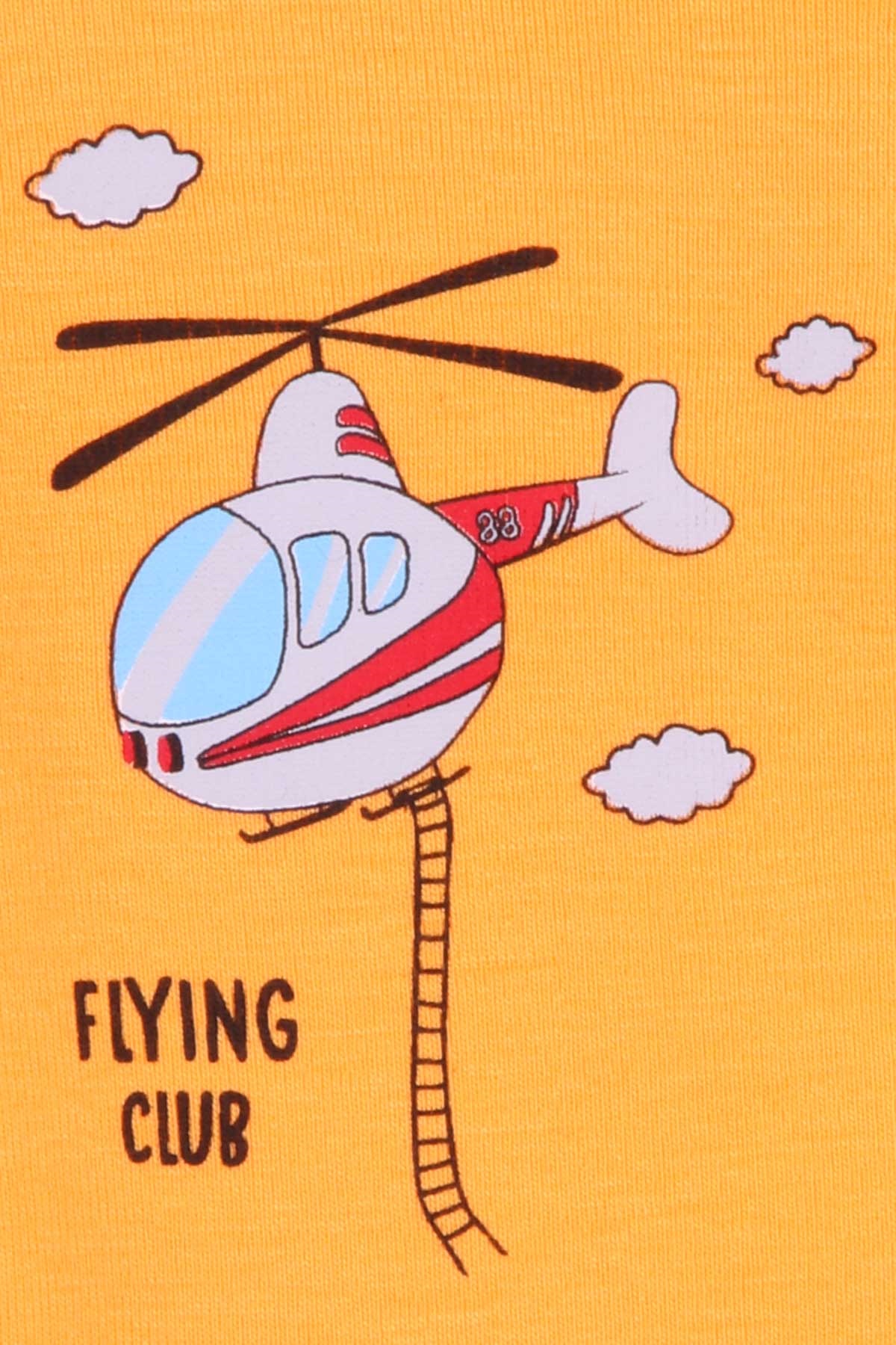 Breeze Erkek Bebek Çıtçıtlı Body Helikopter Baskılı Turuncu (9 Ay-3 Yaş)
