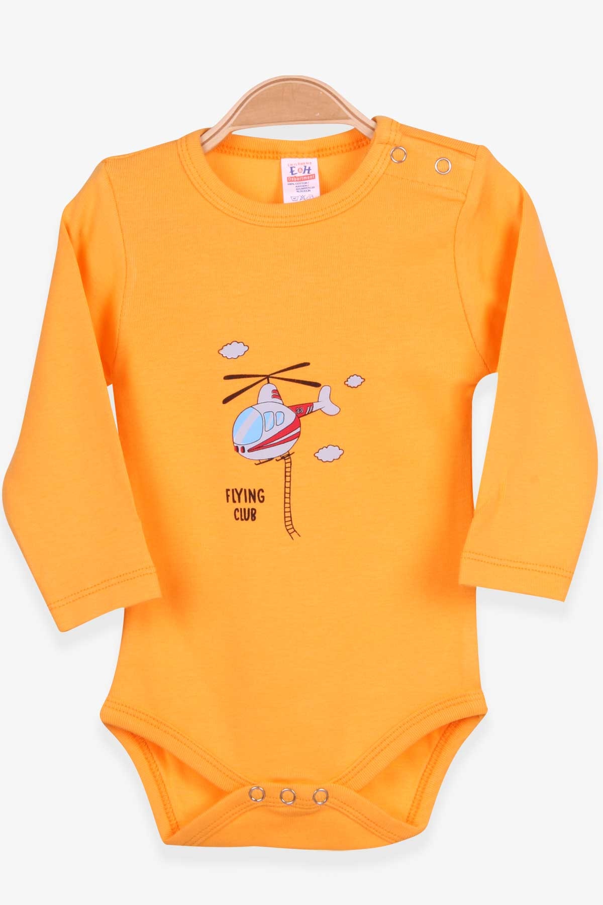 Breeze Erkek Bebek Çıtçıtlı Body Helikopter Baskılı Turuncu (9 Ay-3 Yaş)