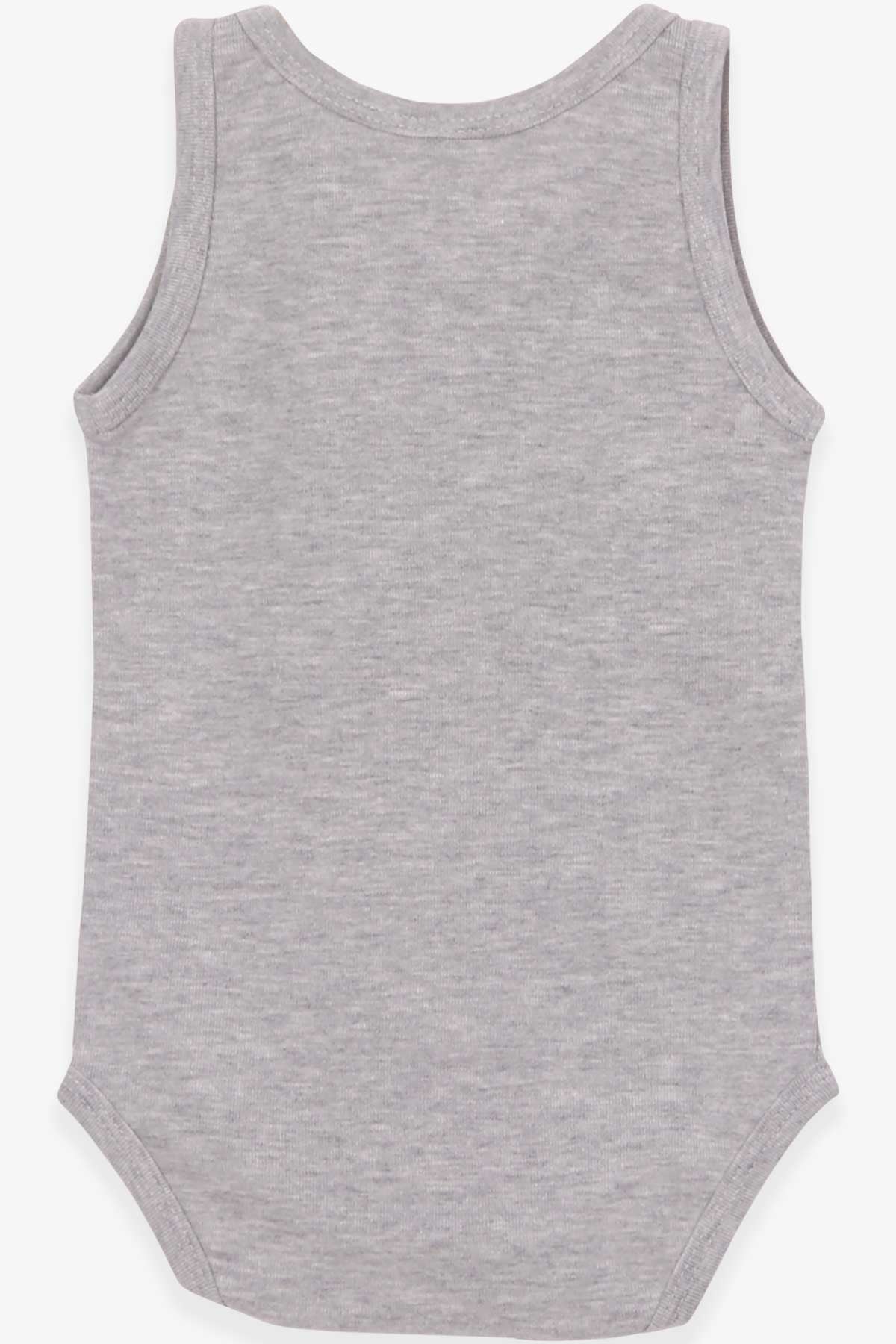 Breeze Erkek Bebek Çıtçıtlı Body Kaptan Ayıcık Baskılı Gri Melanj (9 Ay-3 Yaş)
