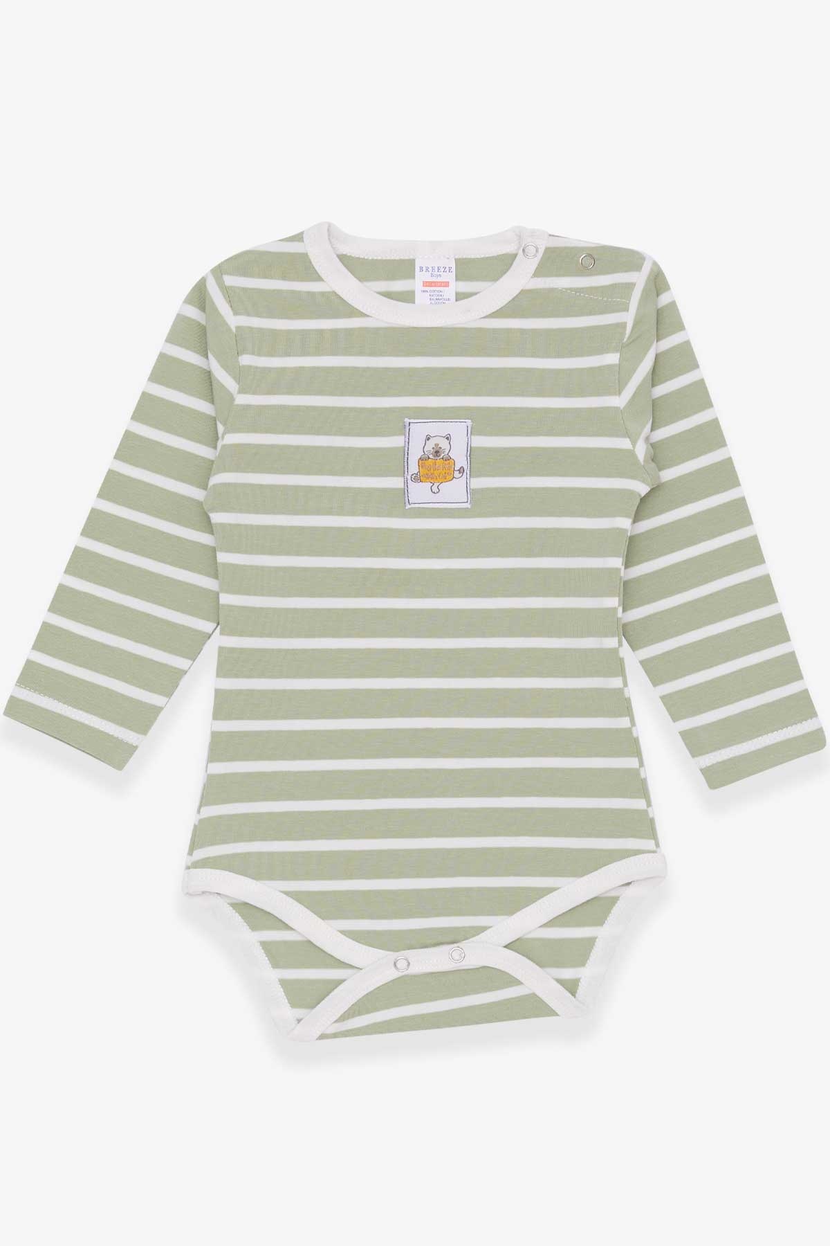 Breeze Erkek Bebek Çıtçıtlı Body Kedicik Baskılı Mint Yeşili (9 Ay-3 Yaş)