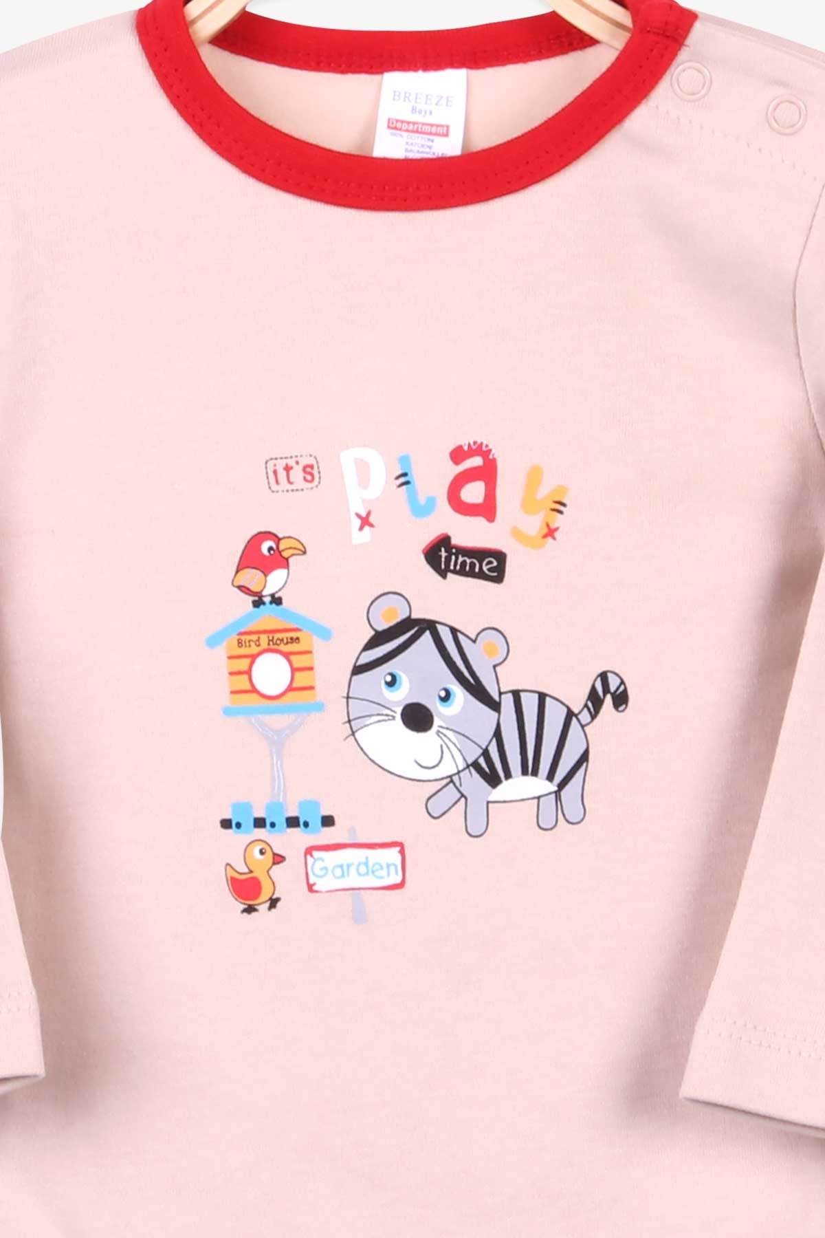 Breeze Erkek Bebek Çıtçıtlı Body Kedili Açık Kahverengi (9 Ay-3 Yaş)