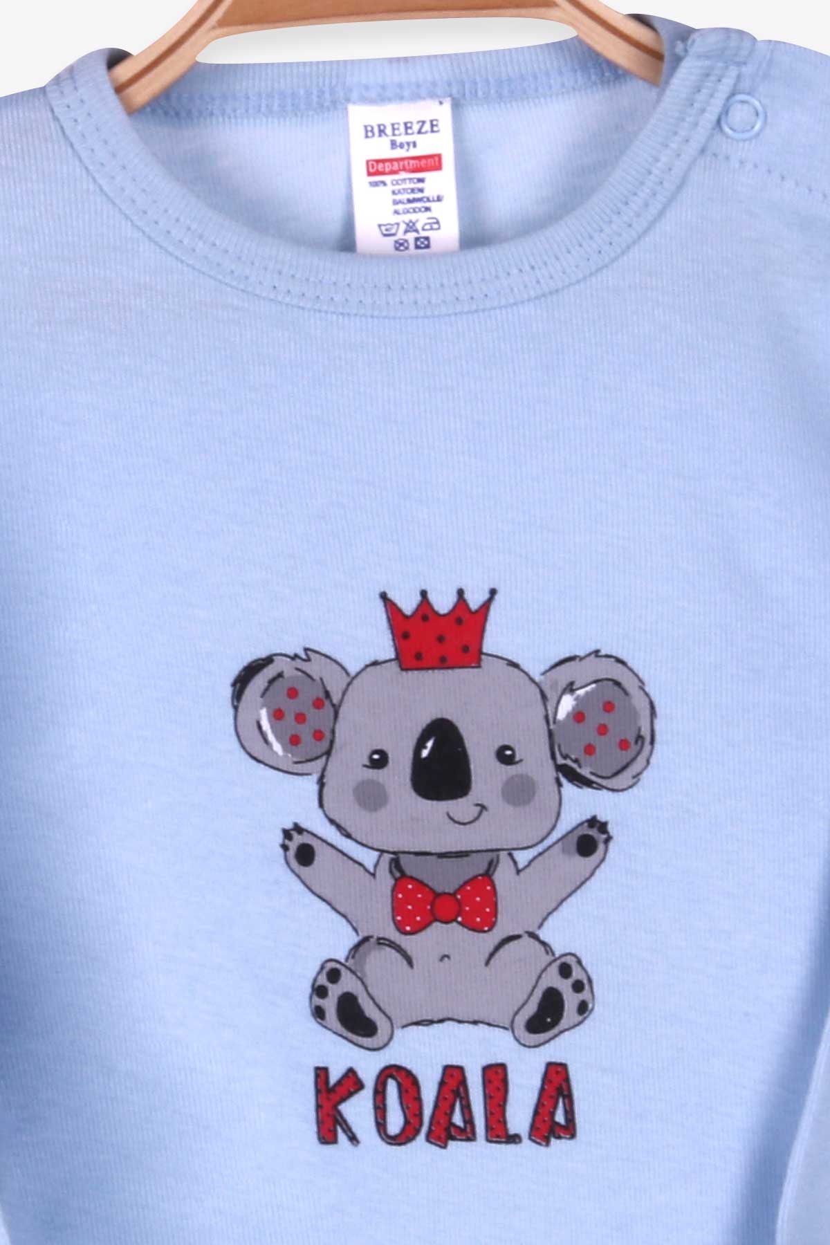 Breeze Erkek Bebek Çıtçıtlı Body Koala Baskılı Bebe Mavisi (9 Ay-3 Yaş)