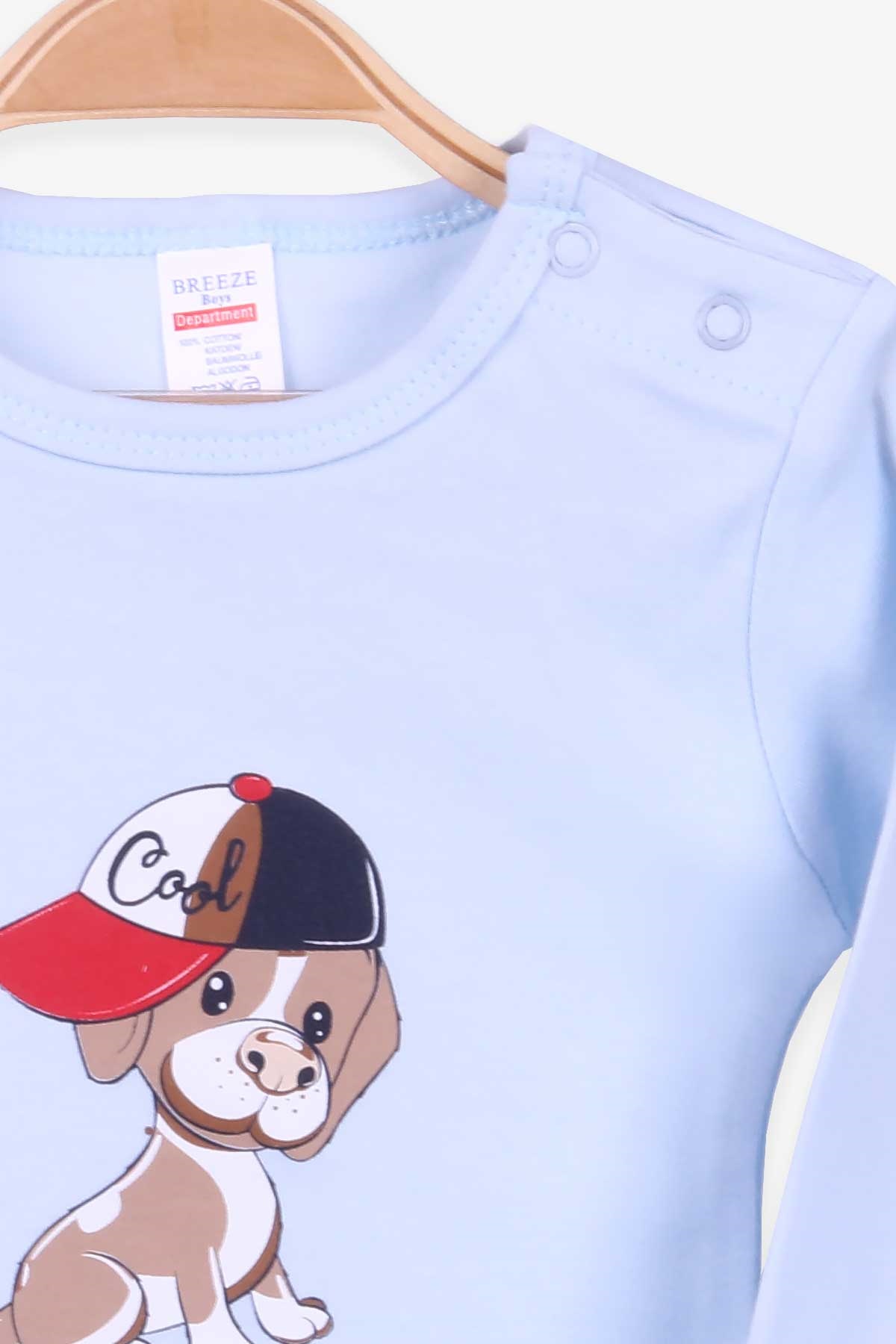 Breeze Erkek Bebek Çıtçıtlı Body Köpekli Açık Mavi (9 Ay-3 Yaş)