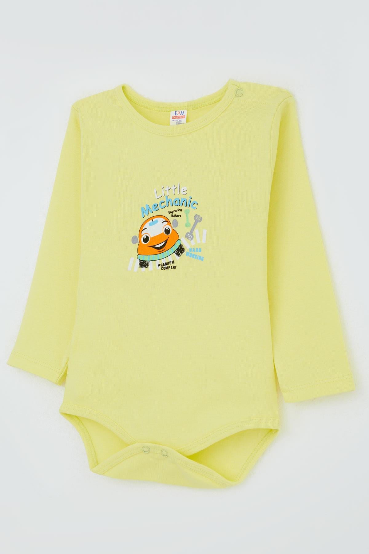 Breeze Erkek Bebek Çıtçıtlı Body KüçükTamirci Fıstık Yeşili (9 Ay-3 Yaş)