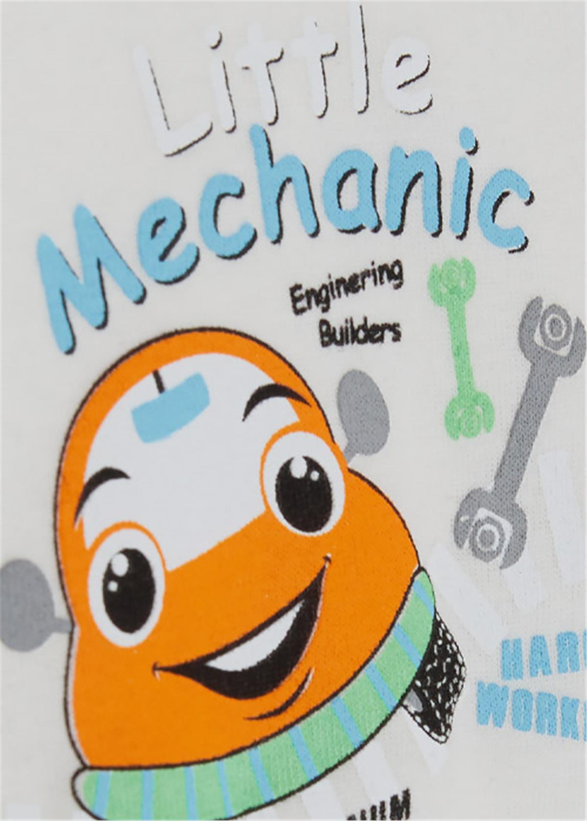 Breeze Erkek Bebek Çıtçıtlı Body KüçükTamirci Ekru (9 Ay-3 Yaş)