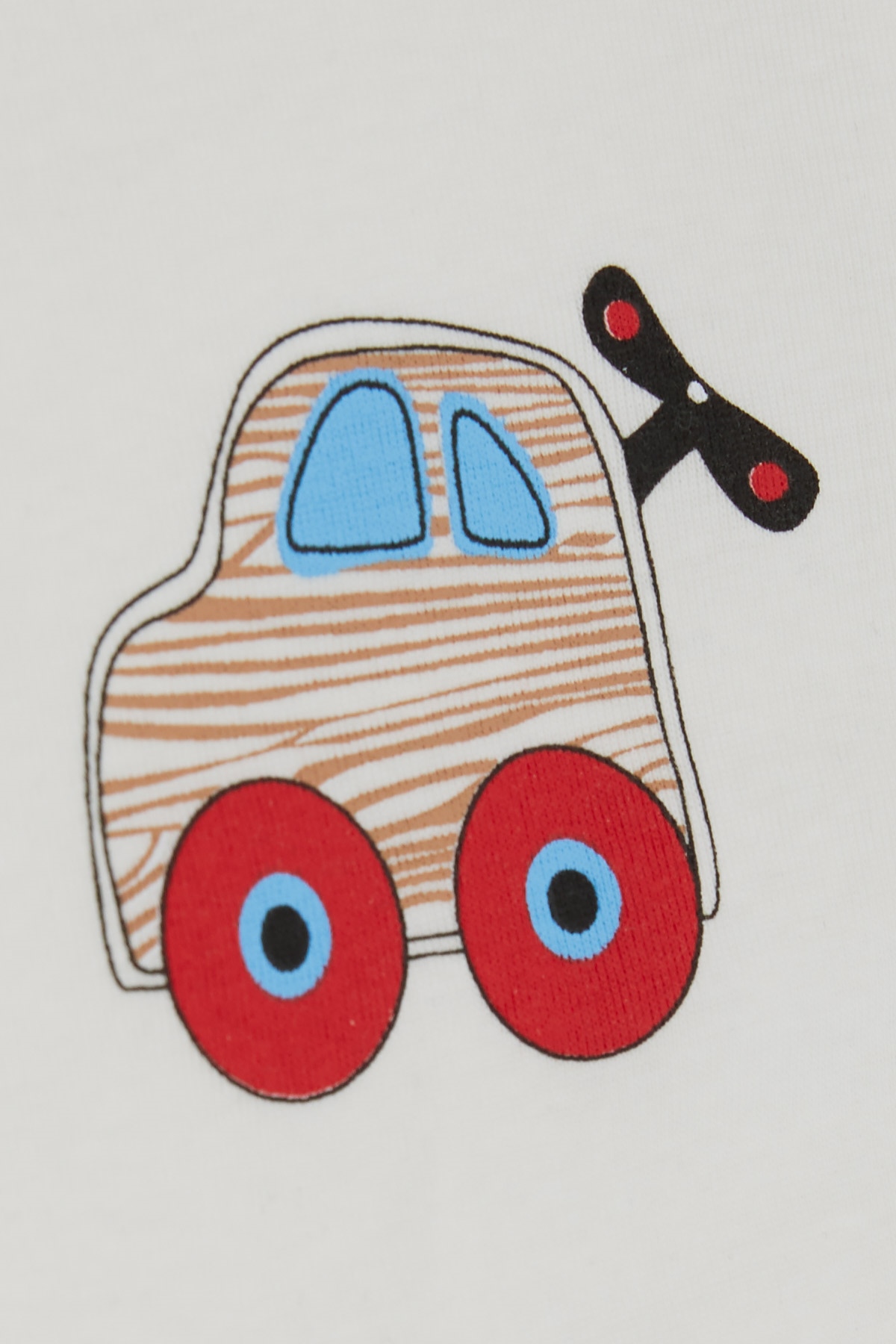 Breeze Erkek Bebek Çıtçıtlı Body Kurmalı Araba Baskılı Ekru (9 Ay-3 Yaş)