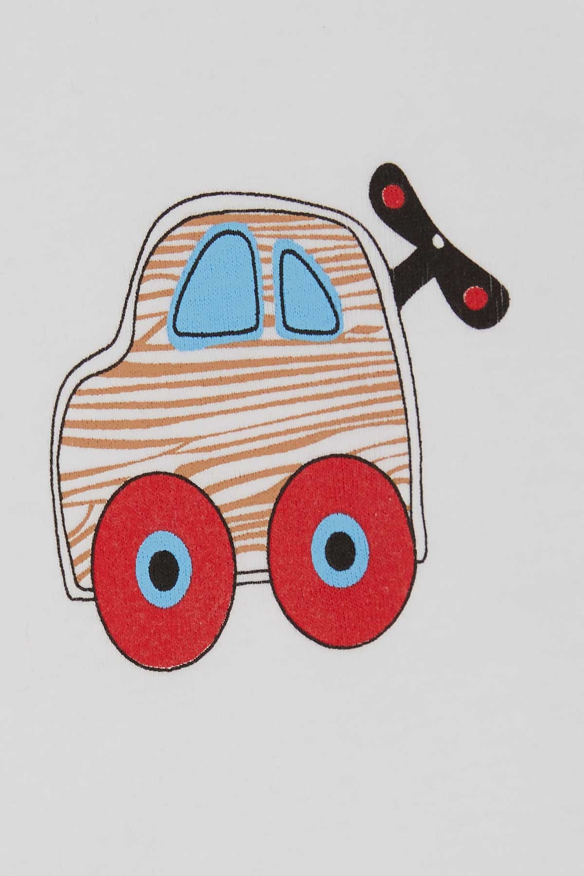 Breeze Erkek Bebek Çıtçıtlı Body Kurmalı Araba Baskılı Beyaz (9 Ay-3 Yaş)