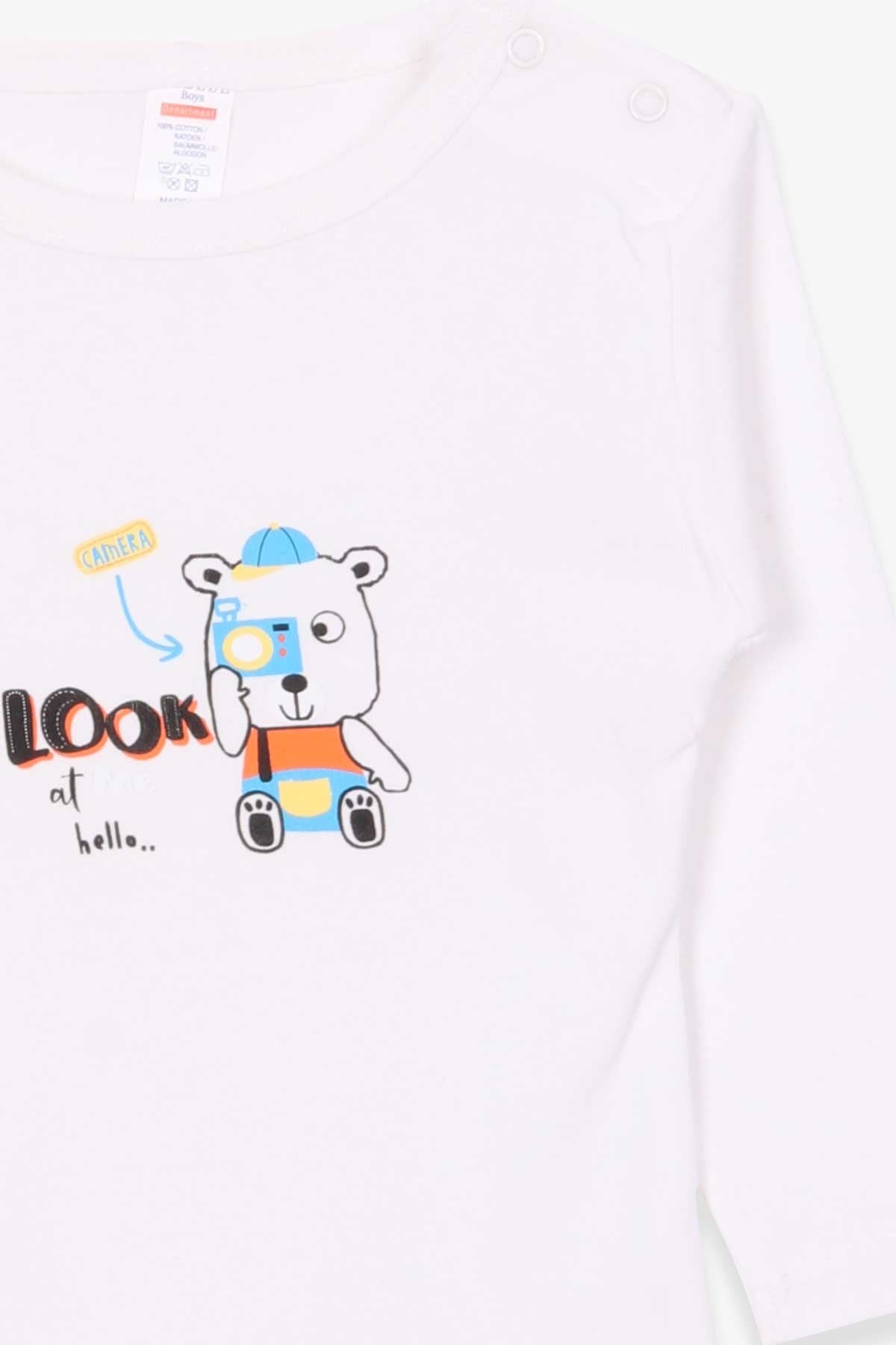 Breeze Erkek Bebek Çıtçıtlı Body Maceracı Ayıcık Beyaz (9 Ay-3 Yaş)
