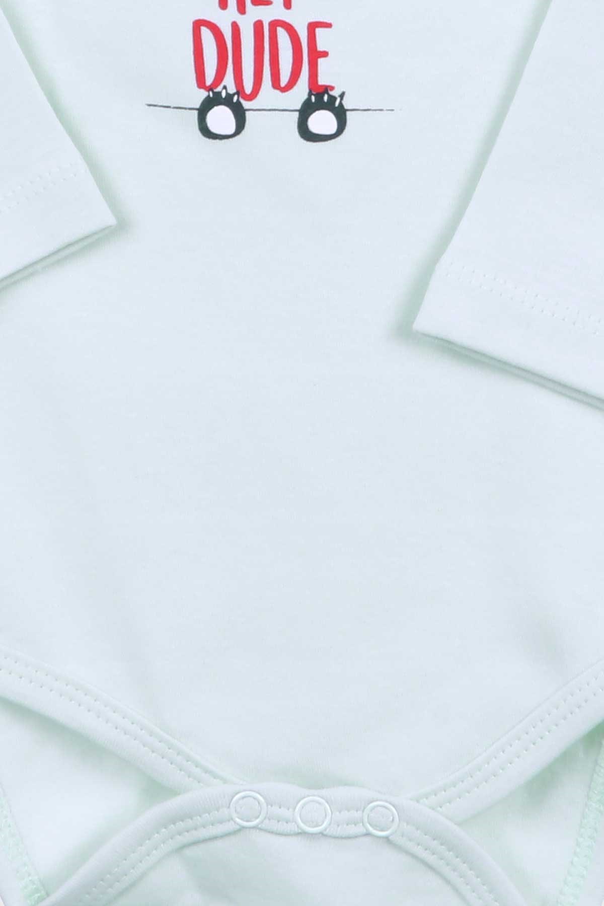 Breeze Erkek Bebek Çıtçıtlı Body Panda Baskılı Su Yeşili (9 Ay-3 Yaş)