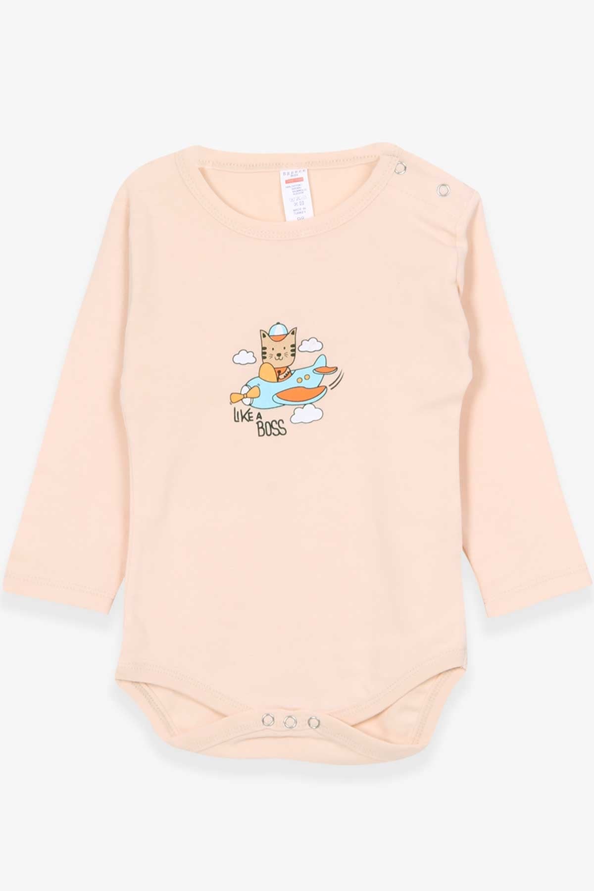Breeze Erkek Bebek Çıtçıtlı Body Pilot Kedicik Baskılı Krem (9 Ay-3 Yaş)