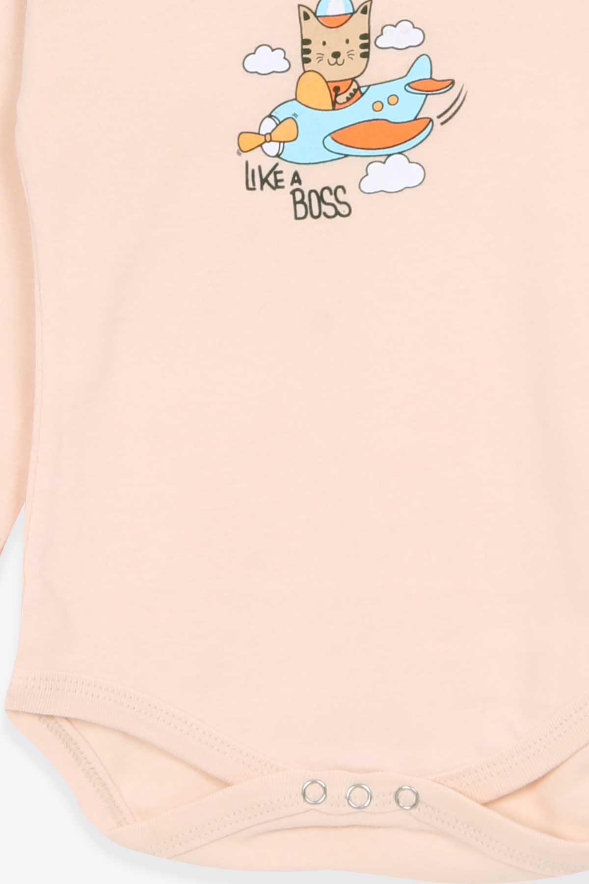 Breeze Erkek Bebek Çıtçıtlı Body Pilot Kedicik Baskılı Krem (9 Ay-3 Yaş)