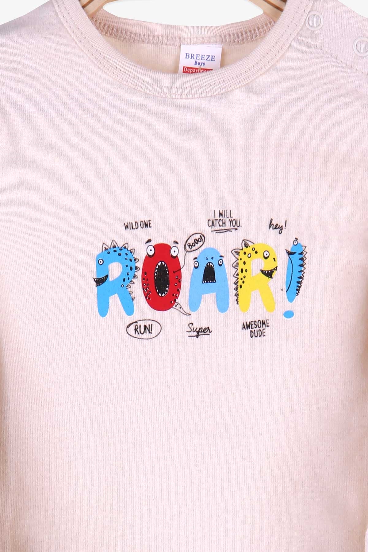 Breeze Erkek Bebek Çıtçıtlı Body Roar Baskılı Krem (9 Ay-2 Yaş)