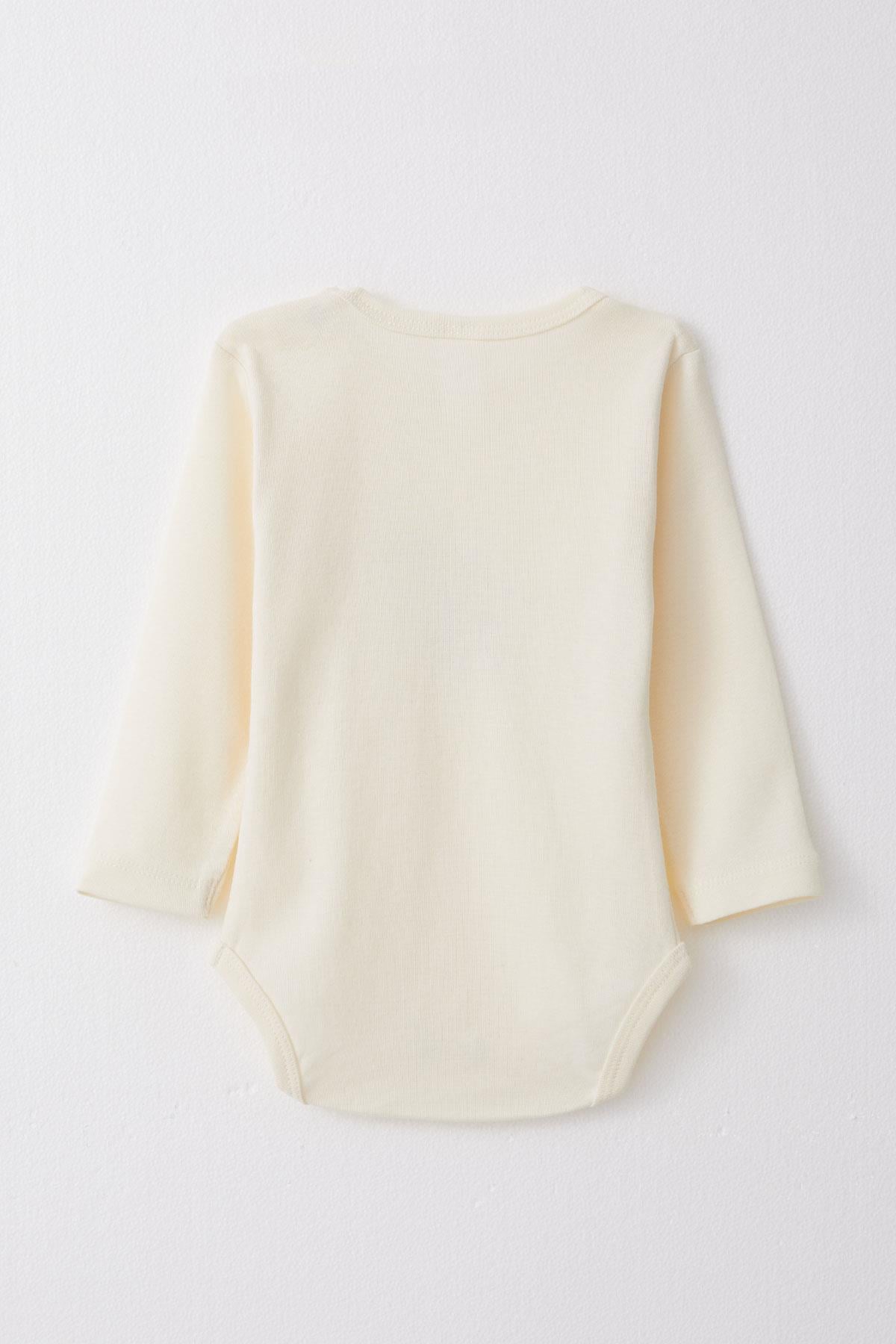 Breeze Erkek Bebek Çıtçıtlı Body Sevimli Dinozor Baskılı Krem (9 Ay-1.5 Yaş)