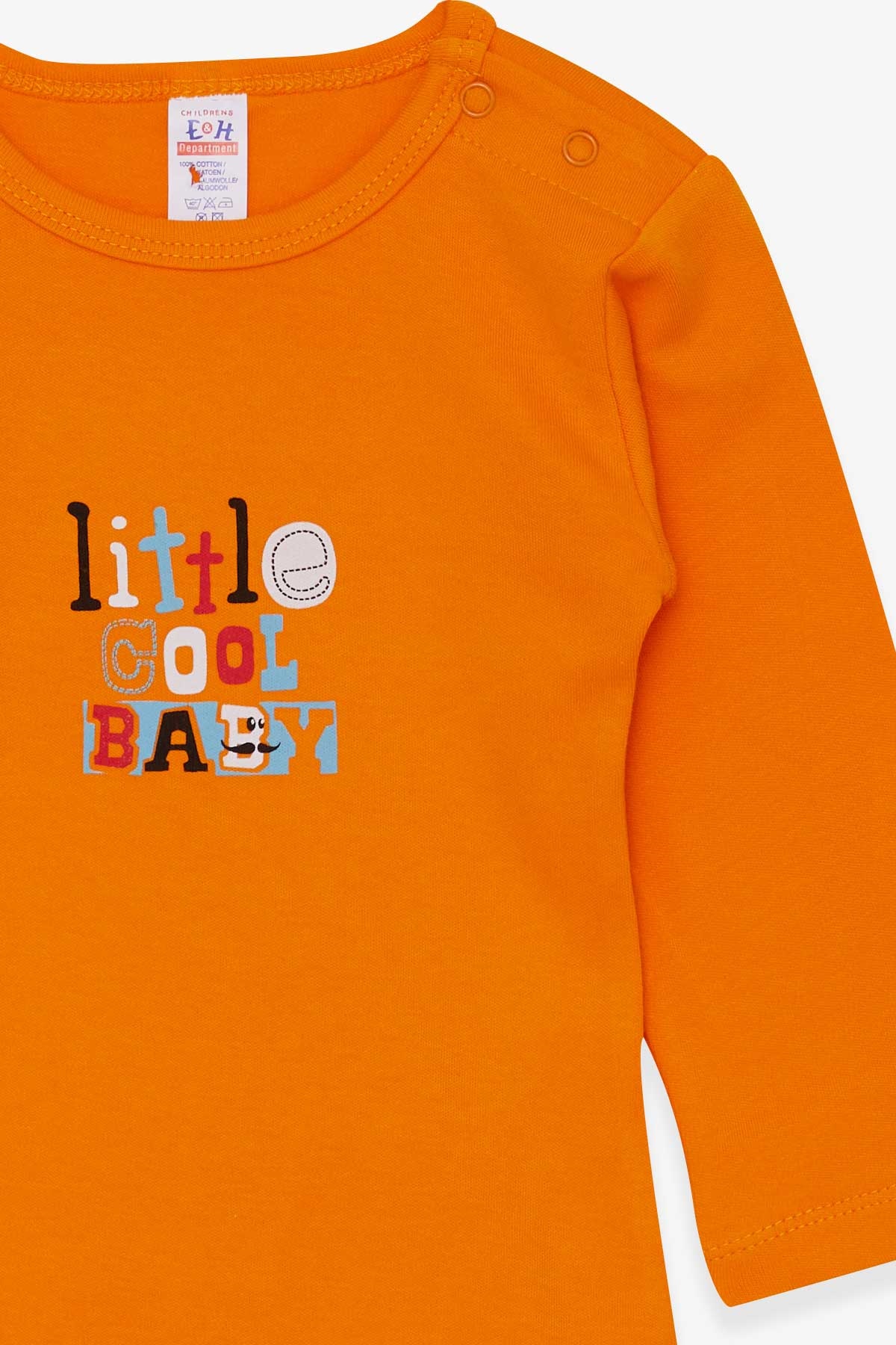 Breeze Erkek Bebek Çıtçıtlı Body Slogan Yazı Baskılı Turuncu (9 Ay-3 Yaş)
