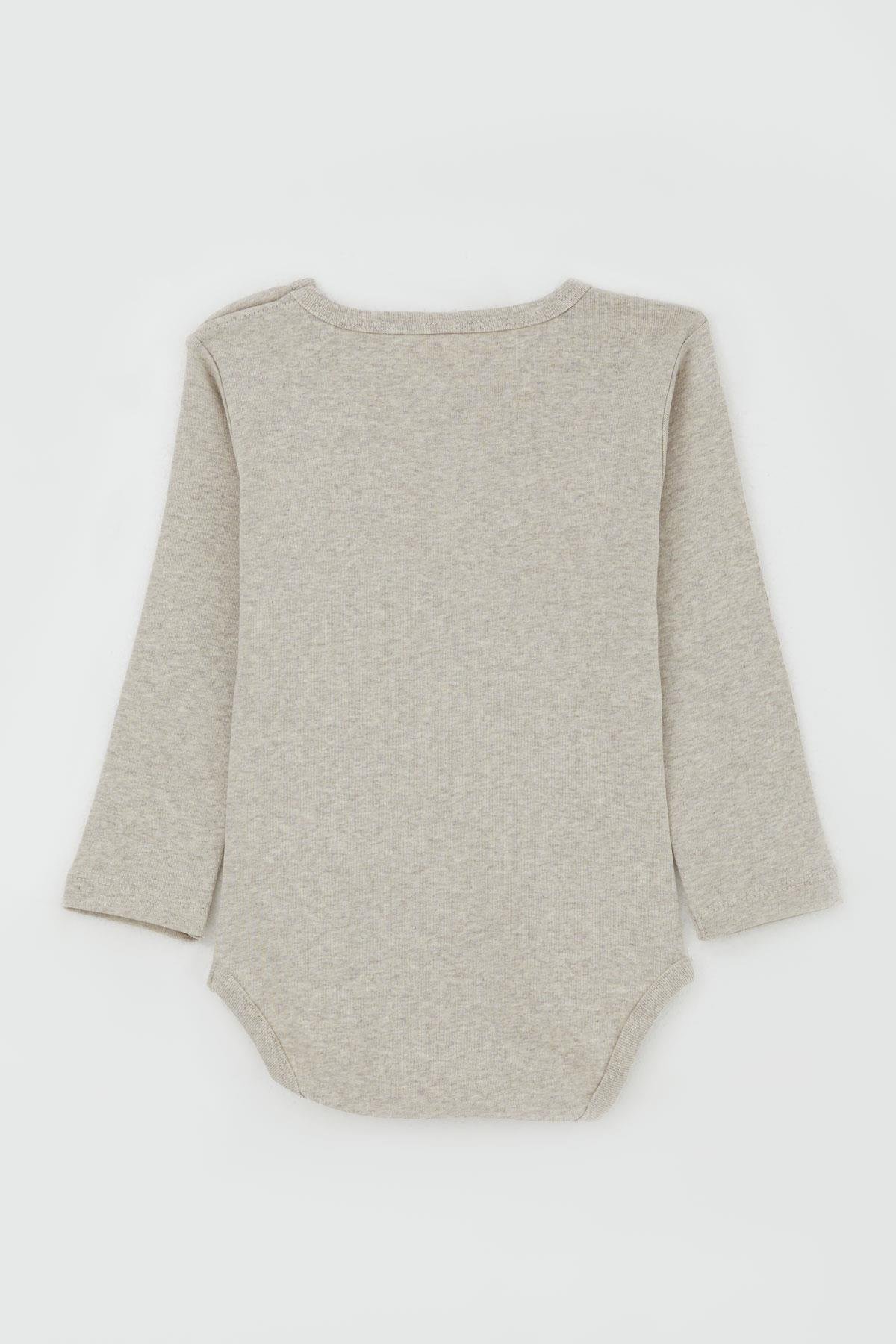 Breeze Erkek Bebek Çıtçıtlı Body Şoför Hayvancık Baskılı Bej Melanj (9 Ay-3 Yaş)