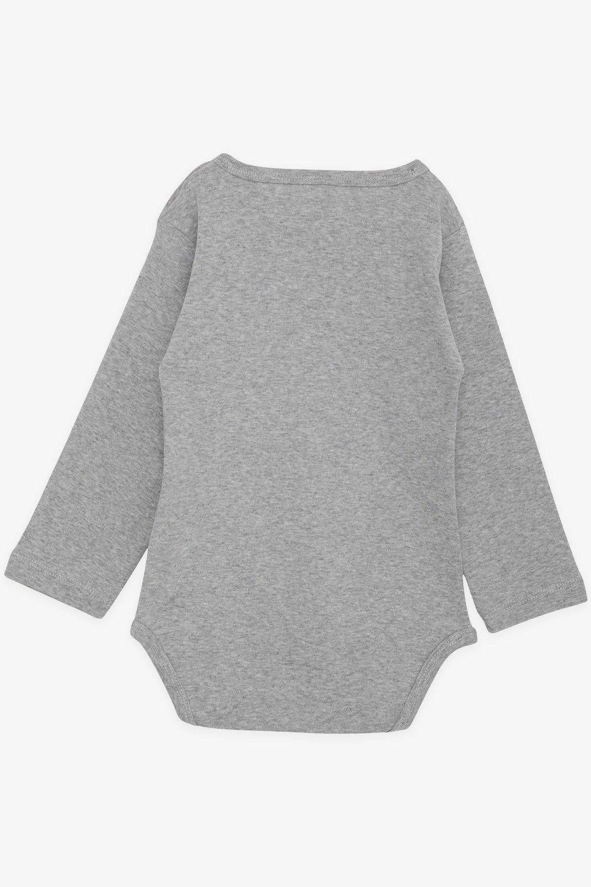 Breeze Erkek Bebek Çıtçıtlı Body Şoför Hayvancık Baskılı Gri Melanj (9 Ay-3 Yaş)