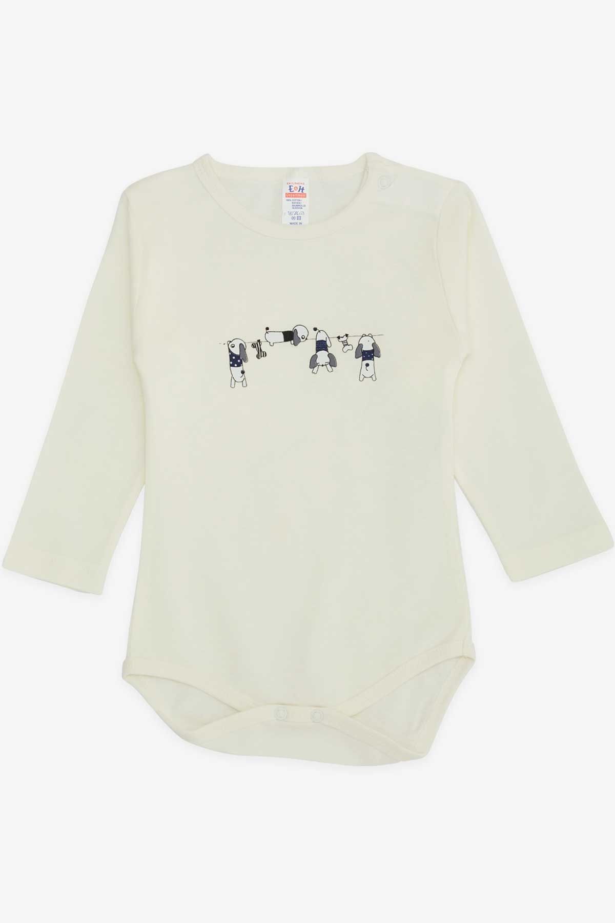 Breeze Erkek Bebek Çıtçıtlı Body Yaramaz Köpekçik Baskılı Ekru (9 Ay-3 Yaş)