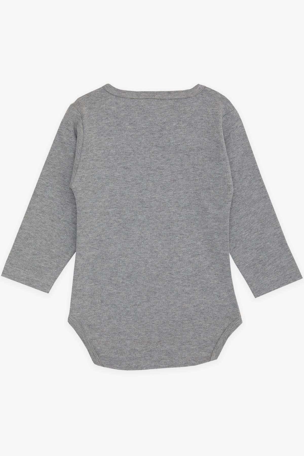 Breeze Erkek Bebek Çıtçıtlı Body Yaramaz Köpekçik Baskılı Koyu Gri Melanj (9 Ay-3 Yaş)