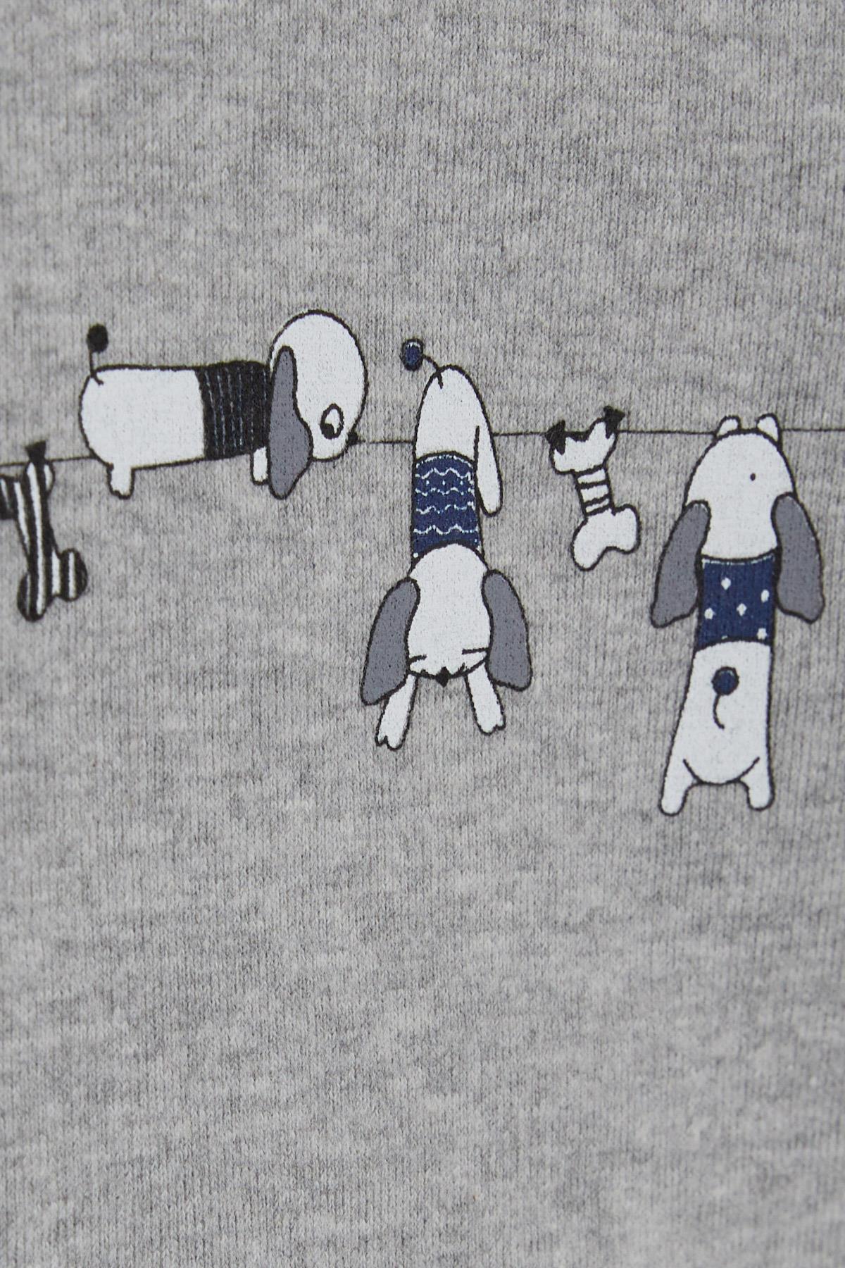 Breeze Erkek Bebek Çıtçıtlı Body Yaramaz Köpekçik Baskılı Koyu Gri Melanj (9 Ay-3 Yaş)