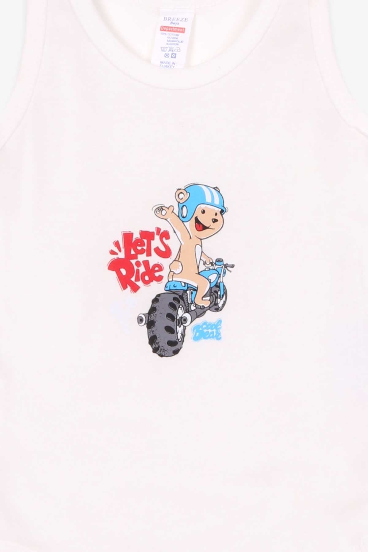 Breeze Erkek Bebek Çıtçıtlı Body Yarışçı Ayıcık Baskılı Ekru (9 Ay-3 Yaş)