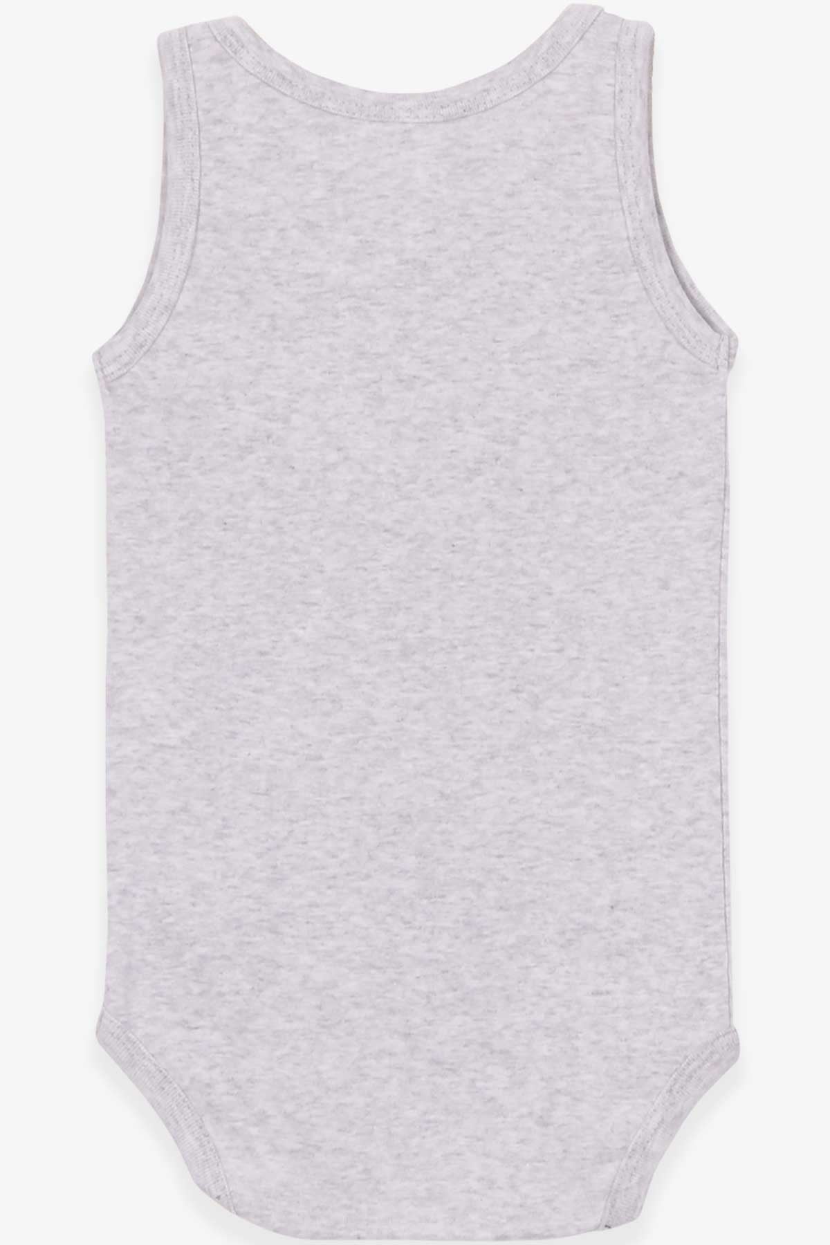 Breeze Erkek Bebek Çıtçıtlı Body Yarışçı Ayıcık Baskılı Açık Gri Melanj (9 Ay-3 Yaş)