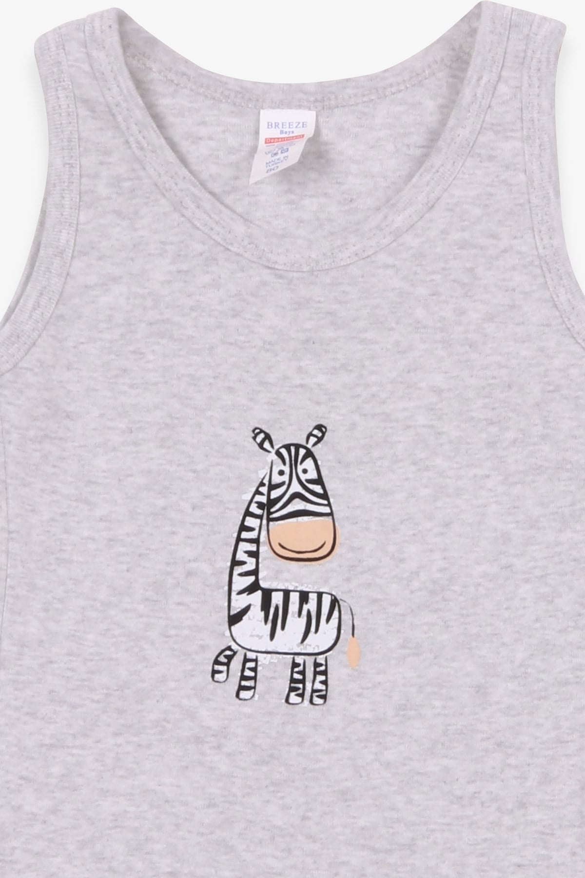 Breeze Erkek Bebek Çıtçıtlı Body Zebra Baskılı Açık Gri Melanj (9 Ay-2 Yaş)