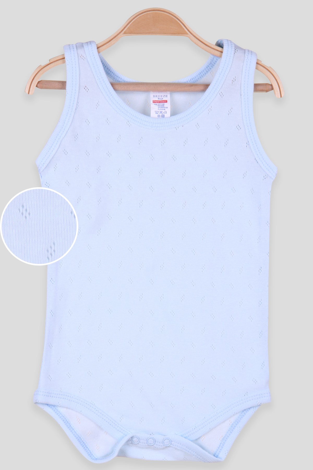 Breeze Erkek Bebek Çıtçıtlı Jakarlı Body Mavi (9 Ay-3 Yaş)
