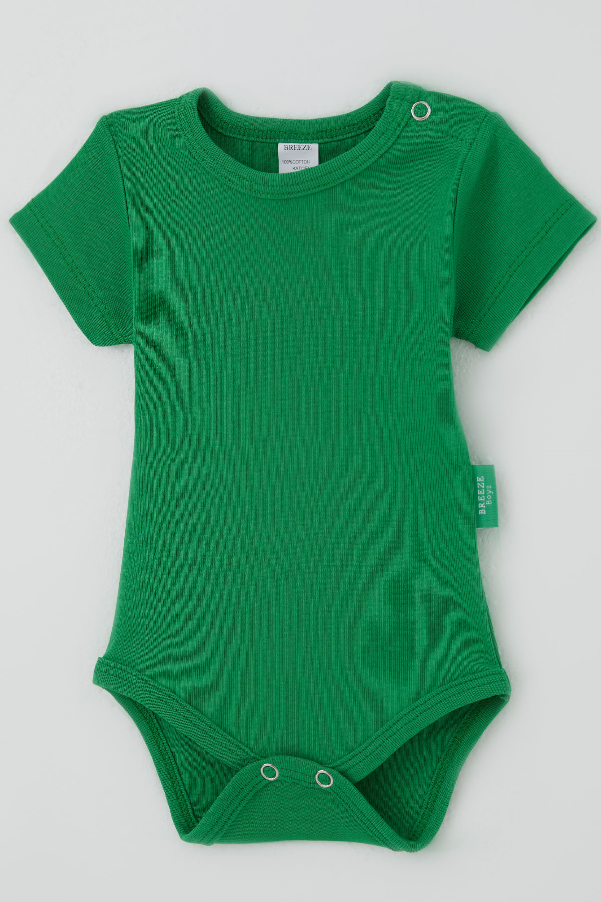 Breeze Erkek Bebek Çıtçıtlı Kısa Kollu Zıbın Body Basic Koyu Yeşil (0-9 Ay)