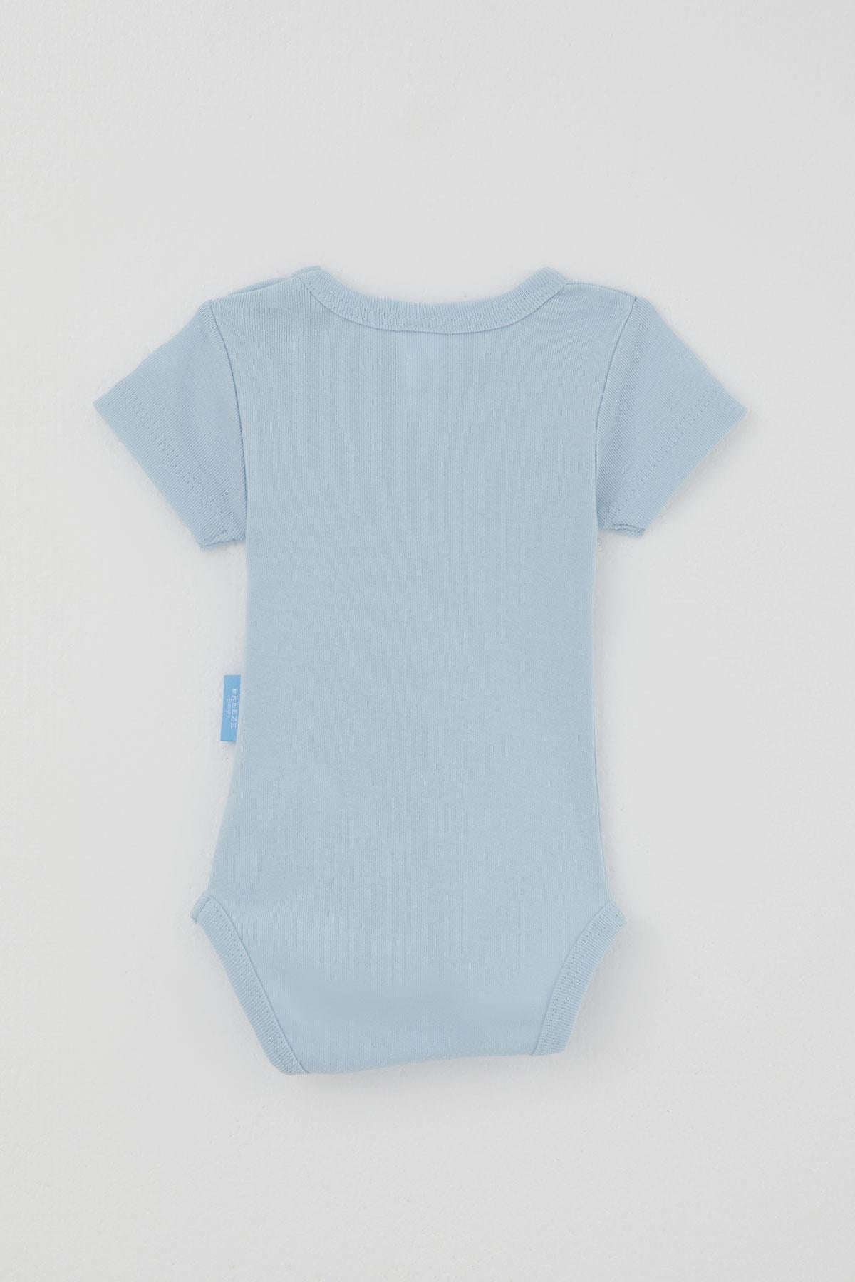 Breeze Erkek Bebek Çıtçıtlı Kısa Kollu Zıbın Body Basic Açık Mavi (0-9 Ay)