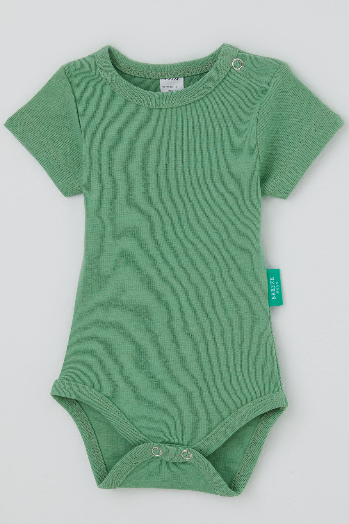 Breeze Erkek Bebek Çıtçıtlı Kısa Kollu Zıbın Body Basic Mint Yeşili (0-9 Ay)