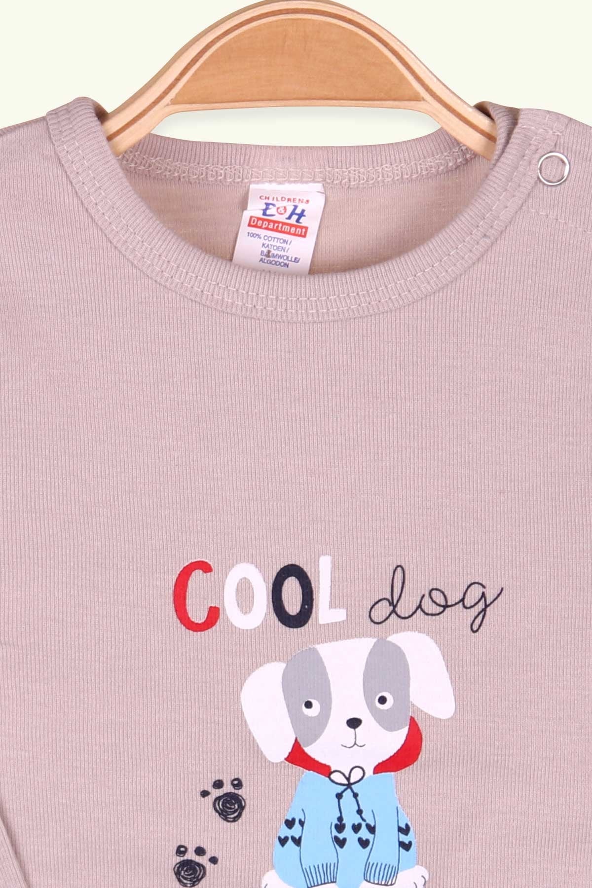 Breeze Erkek Bebek Çıtçıtlı Köpekli Baskılı Bej (9 Ay-3 Yaş)