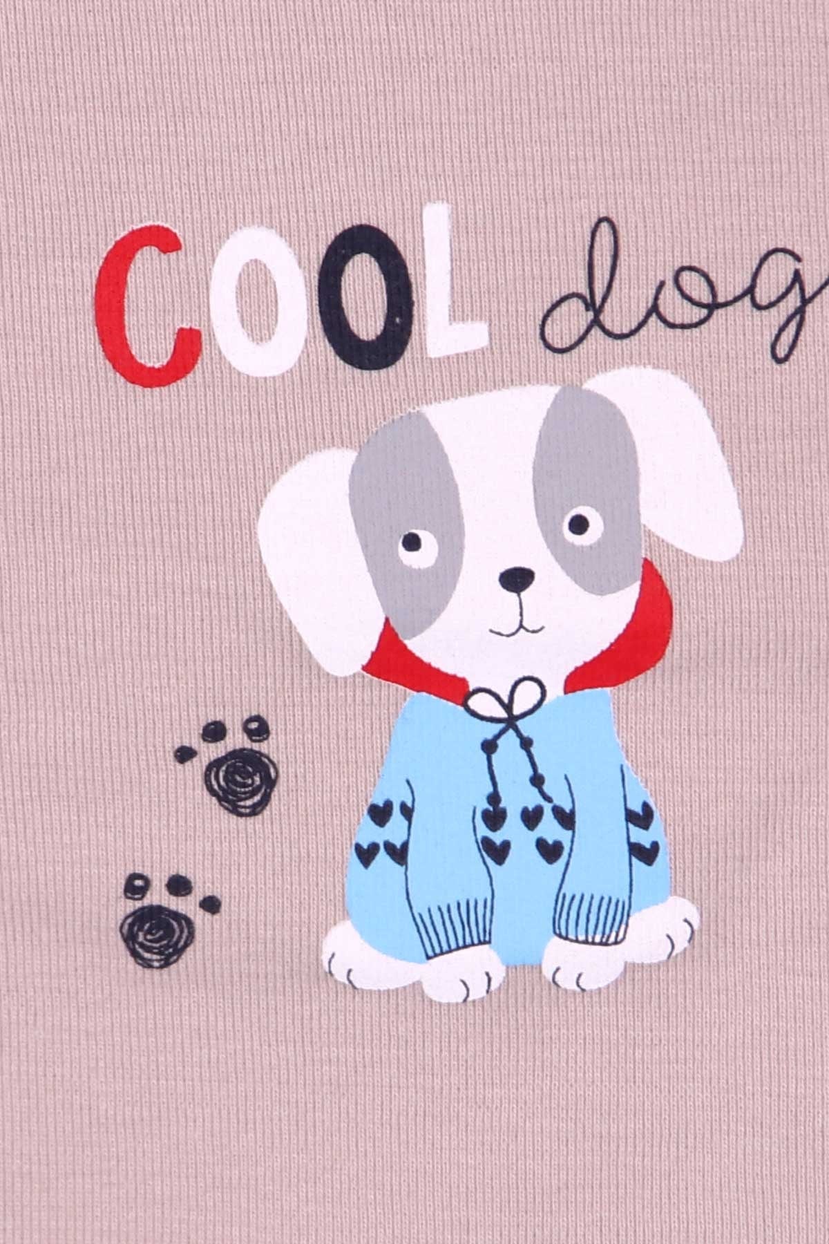 Breeze Erkek Bebek Çıtçıtlı Köpekli Baskılı Bej (9 Ay-3 Yaş)