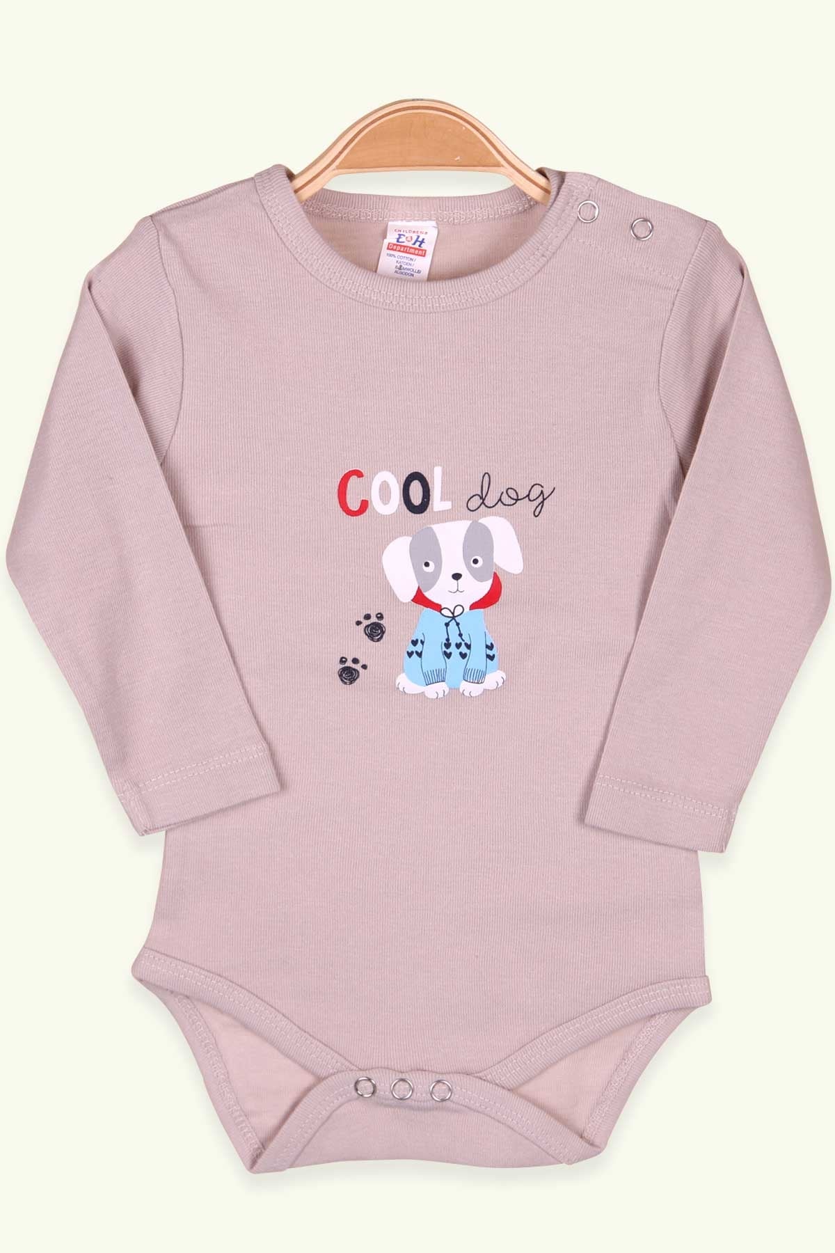 Breeze Erkek Bebek Çıtçıtlı Köpekli Baskılı Bej (9 Ay-3 Yaş)