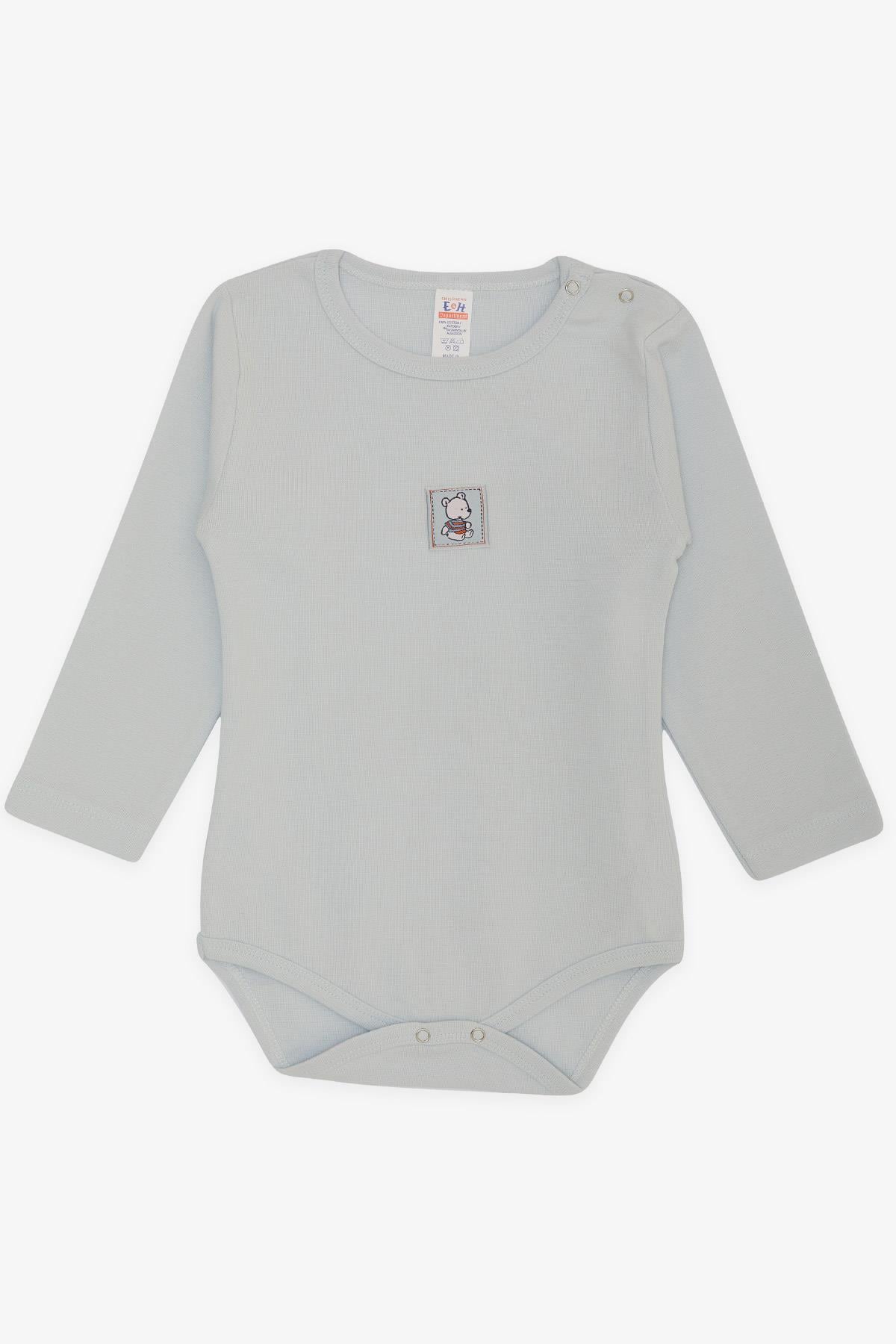 Breeze Erkek Bebek Çıtçıtlı Zbın Body Sevimli Ayıcık Baskılı Buz Mavisi (9 Ay-3 Yaş)