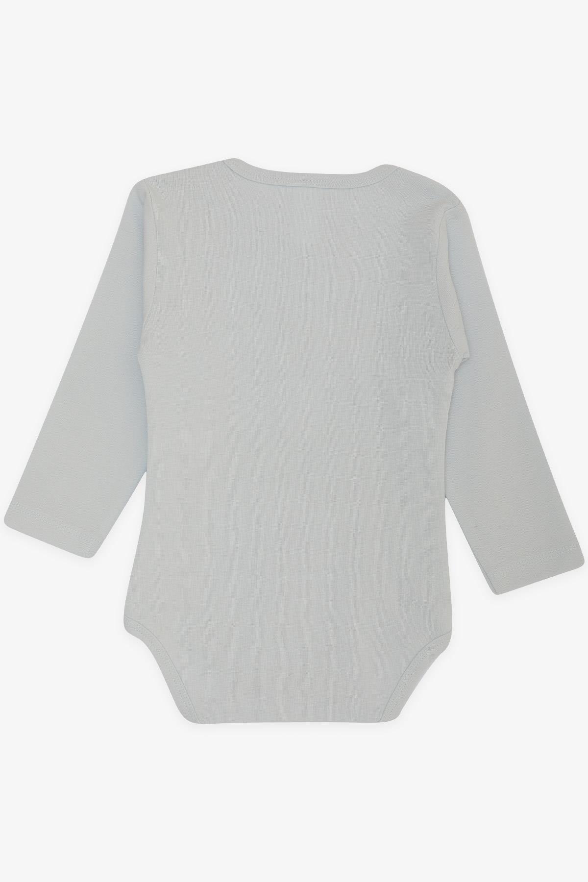 Breeze Erkek Bebek Çıtçıtlı Zbın Body Sevimli Ayıcık Baskılı Buz Mavisi (9 Ay-3 Yaş)