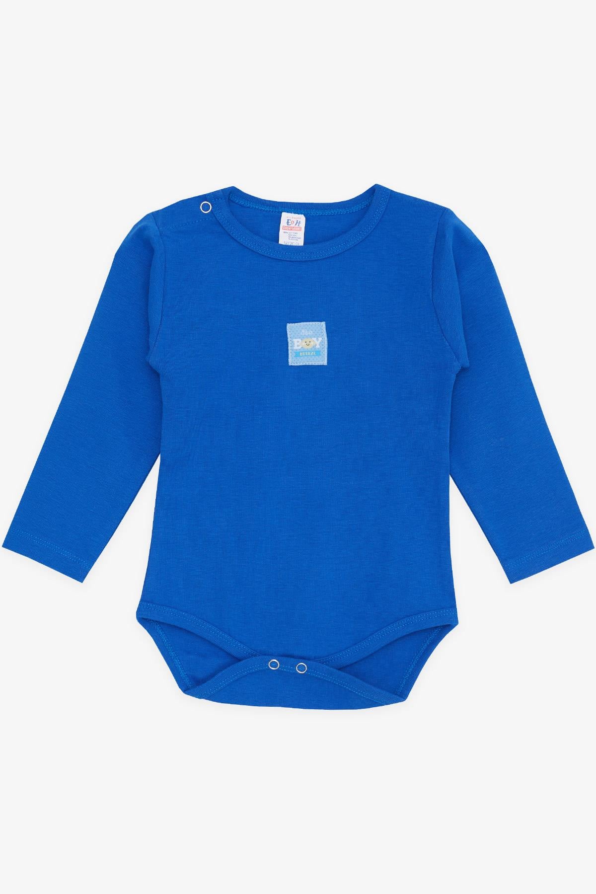 Breeze Erkek Bebek Çıtçıtlı Zıbın Body Erkek Bebek Baskılı Saks Mavisi (9 Ay-3 Yaş)