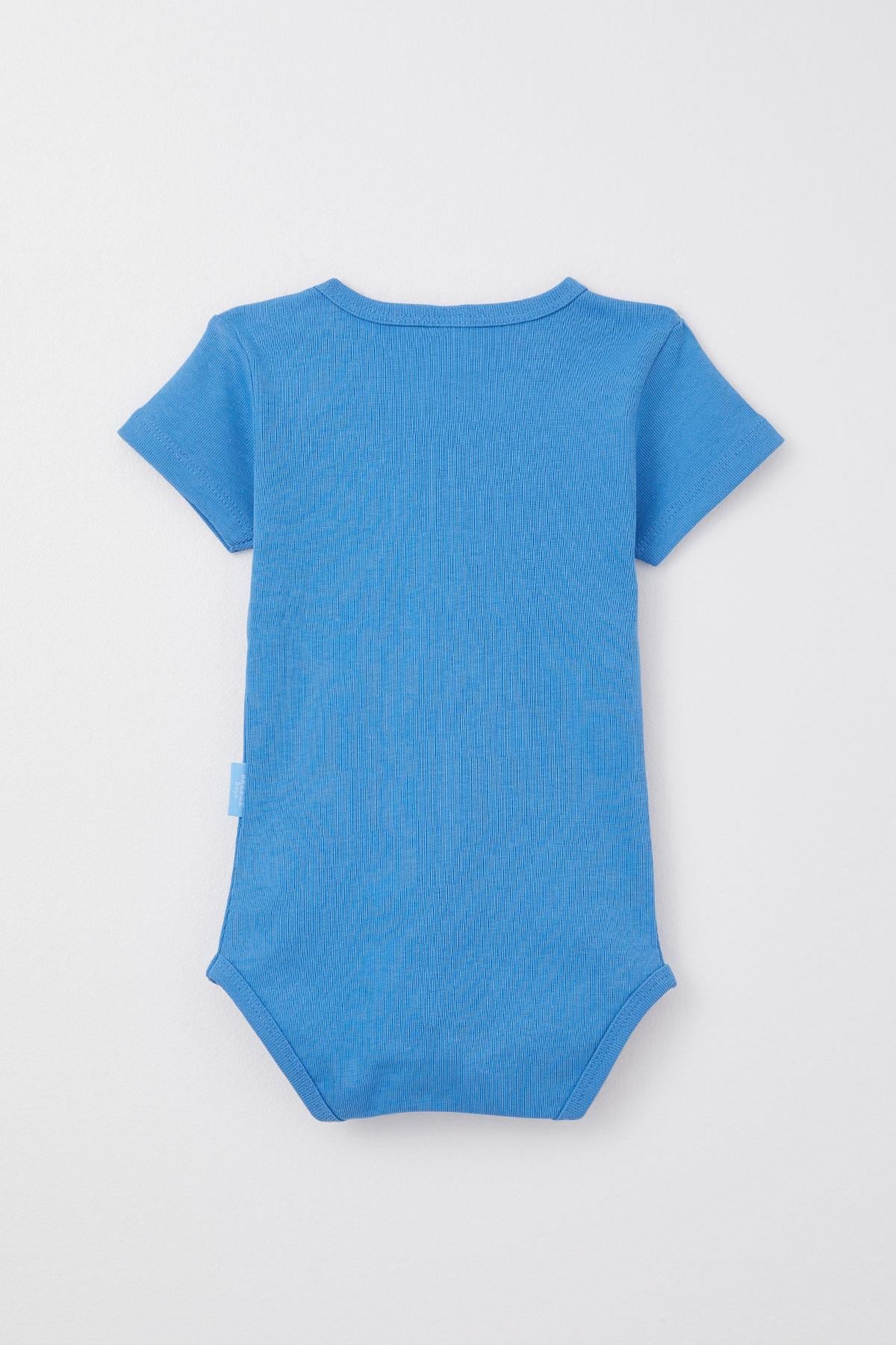 Breeze Erkek Bebek Çıtçıtlı Zıbın Body Basic Mavi (9 Ay-3 Yaş)
