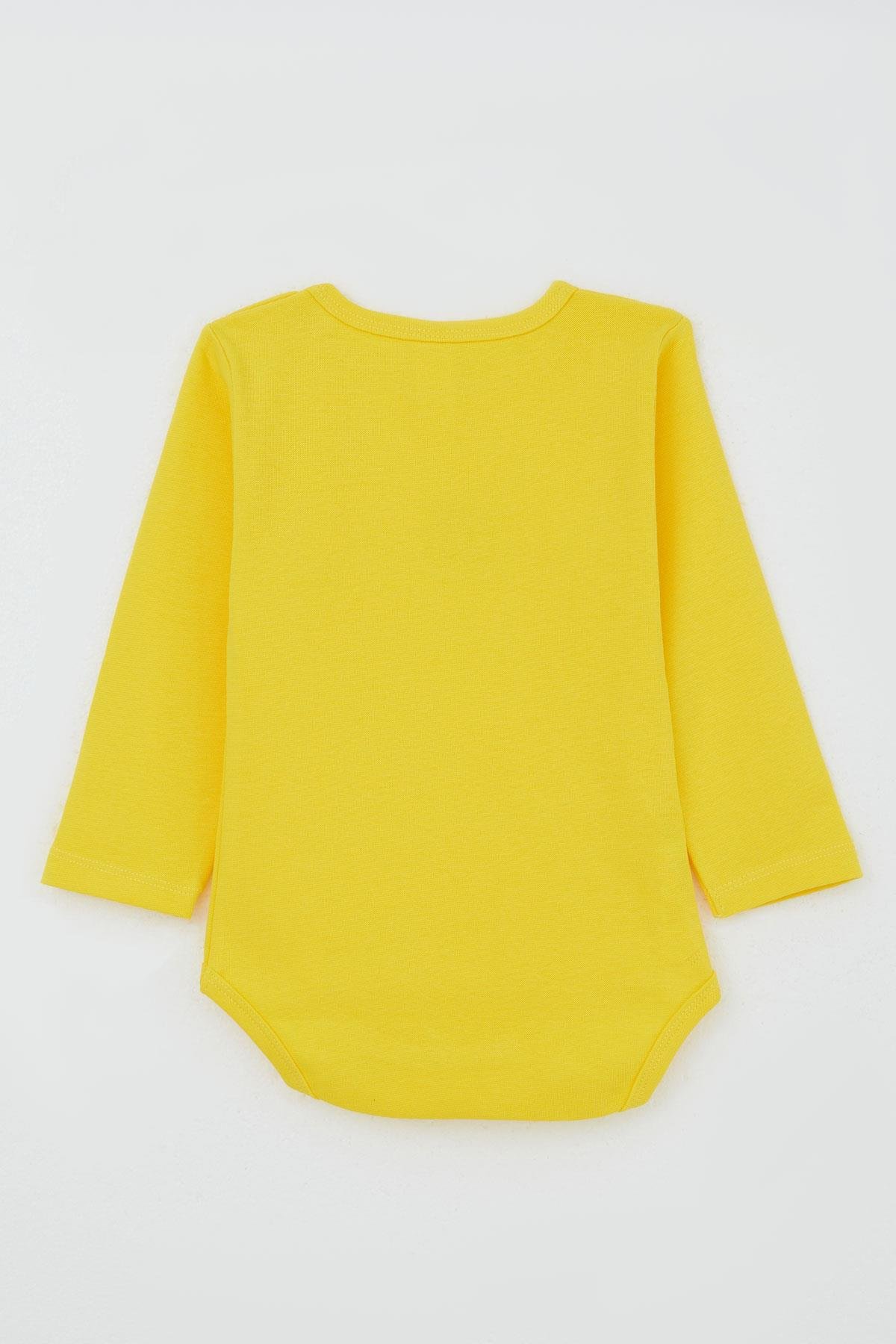 Breeze Erkek Bebek Çıtçıtlı Zıbın Body Aslancık Baskılı Neon Sarı (9 Ay-3 Yaş)