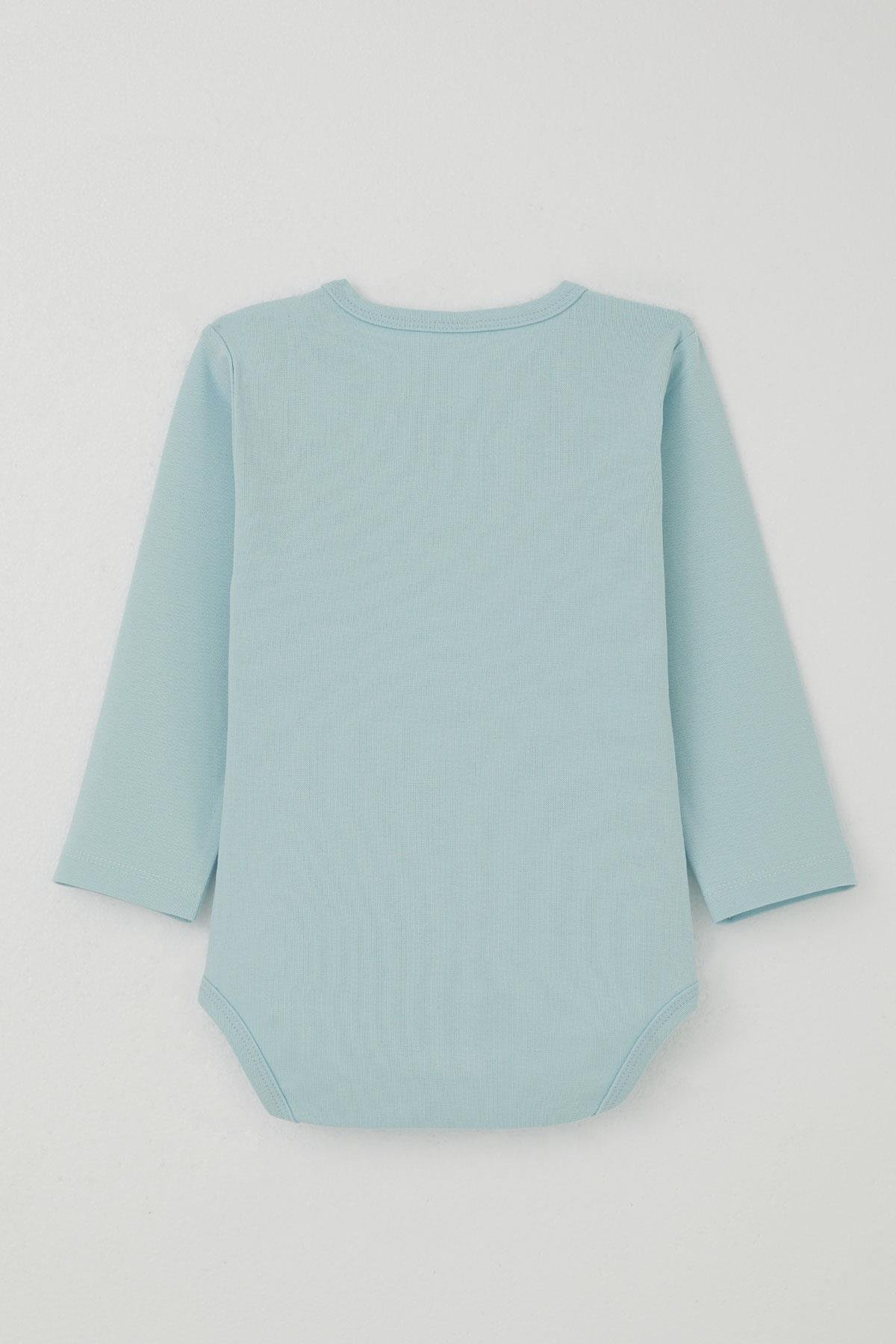 Breeze Erkek Bebek Çıtçıtlı Zıbın Body Ayıcık Baskılı Bebe Mavisi (9 Ay-3 Yaş)