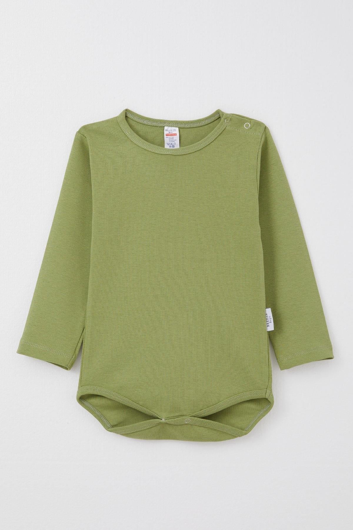 Breeze Erkek Bebek Çıtçıtlı Zıbın Body Basic Haki Yeşil (9 Ay-2 Yaş)