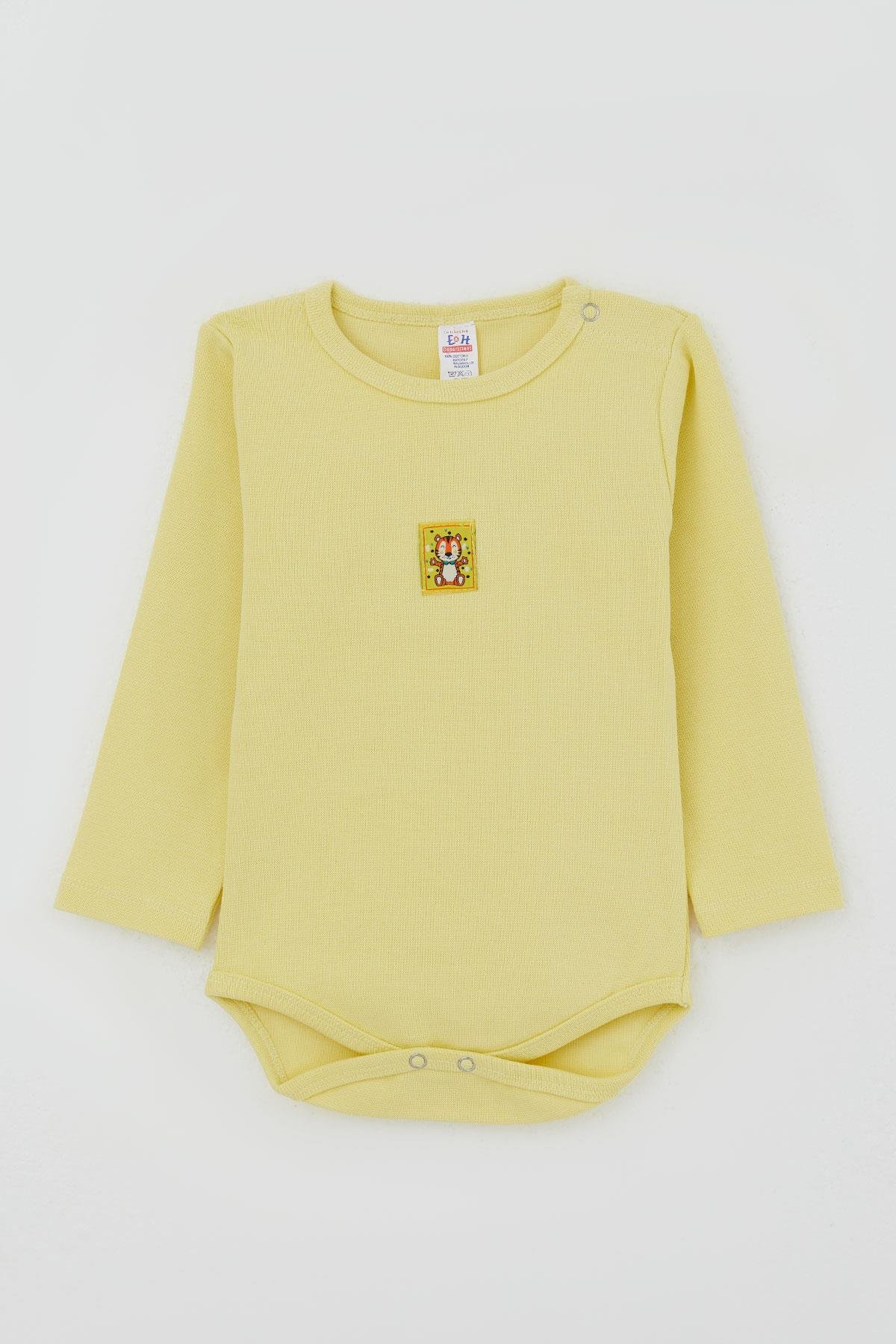 Breeze Erkek Bebek Çıtçıtlı Zıbın Body Aslancık Baskılı Sarı (9 Ay-3 Yaş)