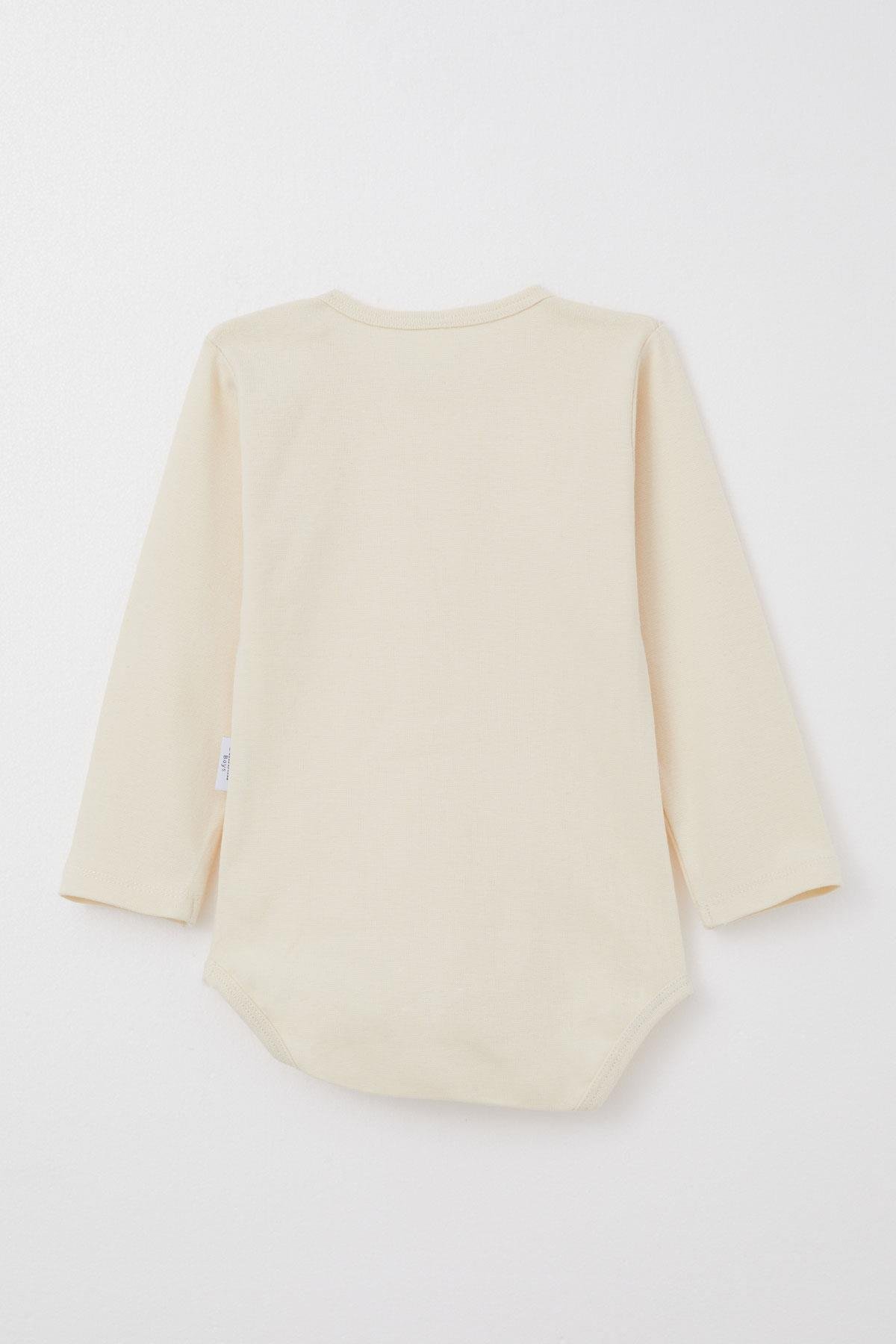 Breeze Erkek Bebek Çıtçıtlı Zıbın Body Basic Krem (9 Ay-3 Yaş)