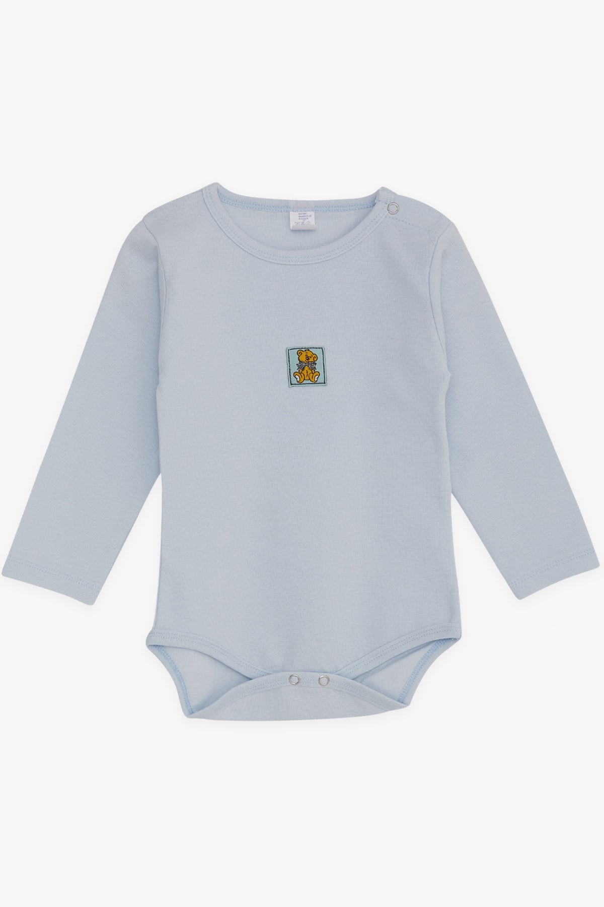 Breeze Erkek Bebek Çıtçıtlı Zıbın Body Papyonlu Ayıcık Baskılı Açık Mavi (9 Ay-3 Yaş)
