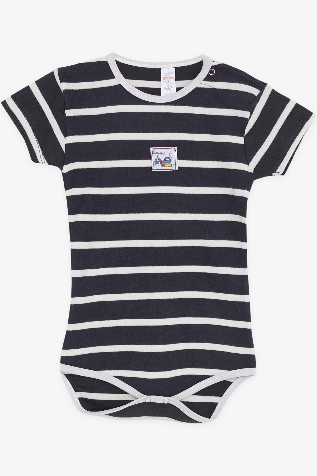 Breeze Erkek Bebek Çıtçıtlı Zıbın Body İş Makinası Baskılı Antrasit (1 Yaş)