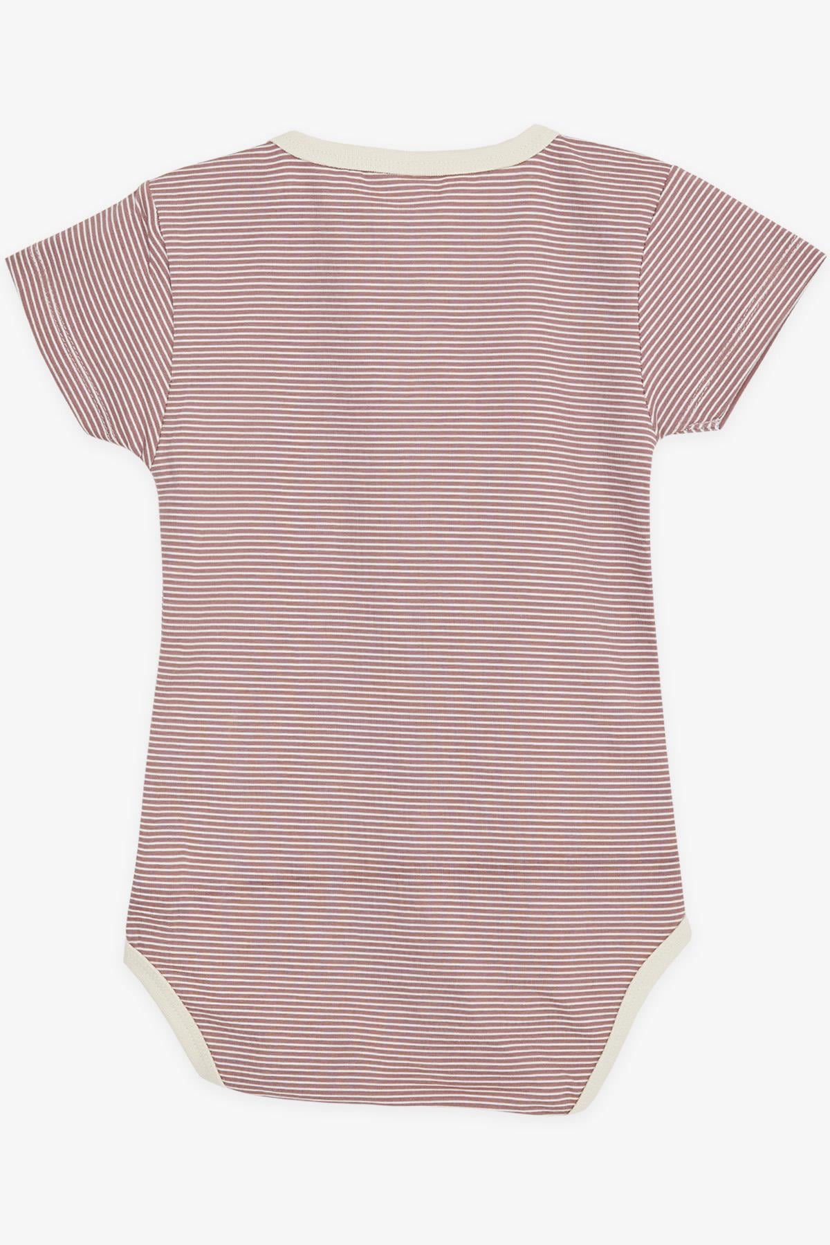Breeze Erkek Bebek Çıtçıtlı Zıbın Body Çizgili Mürdüm (9 Ay-3 Yaş)