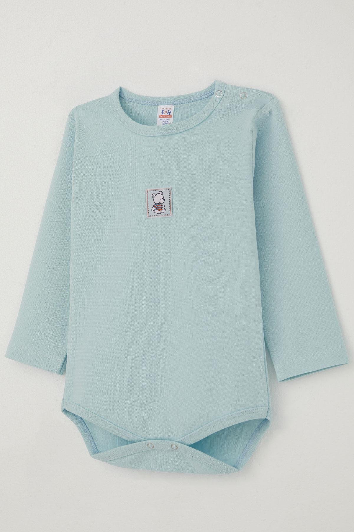 Breeze Erkek Bebek Çıtçıtlı Zıbın Body Ayıcık Baskılı Bebe Mavisi (9 Ay-3 Yaş)