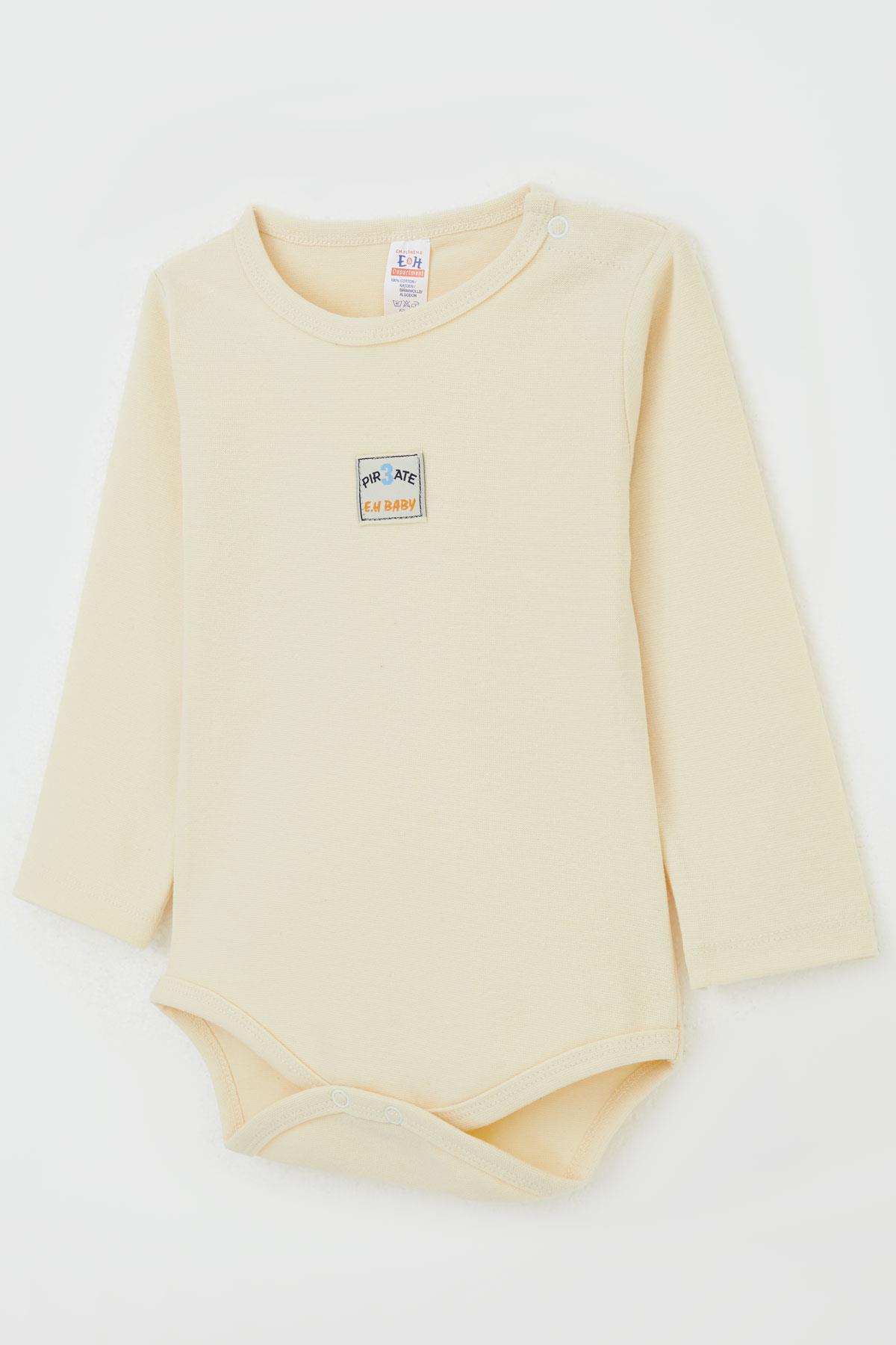 Breeze Erkek Bebek Çıtçıtlı Zıbın Body Yazı Baskılı Krem (9 Ay-3 Yaş)