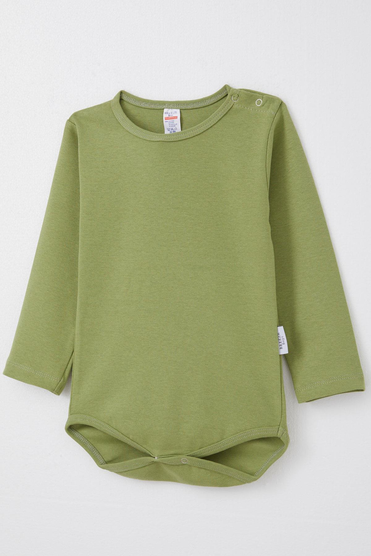 Breeze Erkek Bebek Çıtçıtlı Zıbın Body Basic Haki Yeşil (9 Ay-2 Yaş)