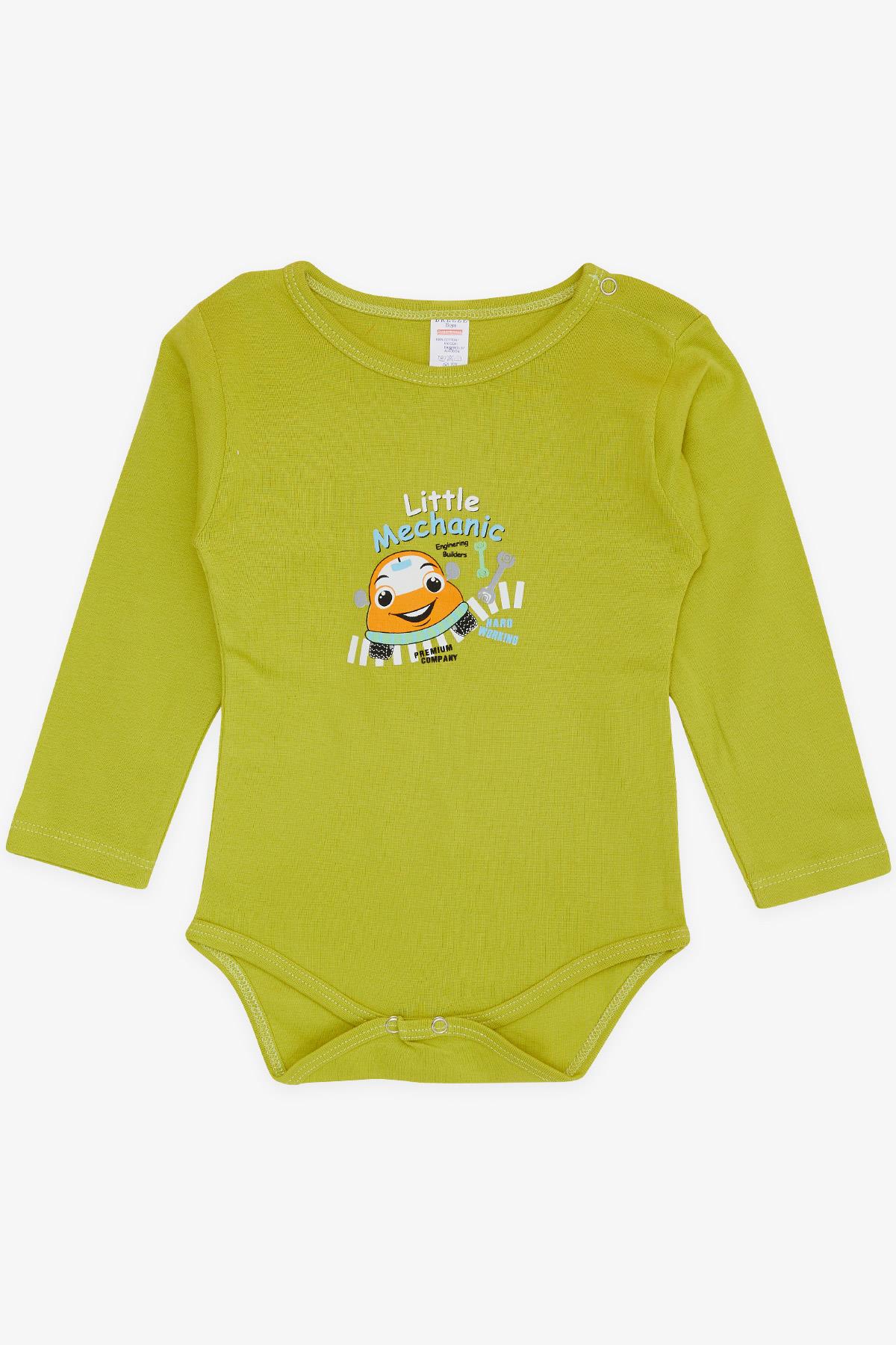 Breeze Erkek Bebek Çıtçıtlı Zıbın Body Küçük Tamirci Fıstık Yeşili (9 Ay-3 Yaş)