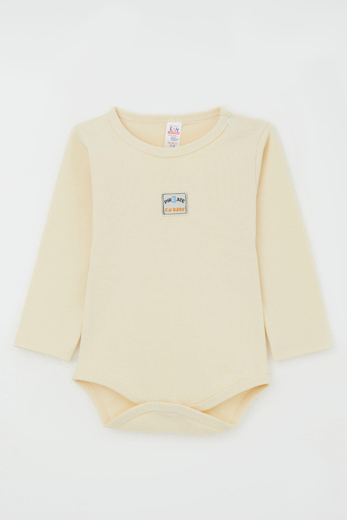 Breeze Erkek Bebek Çıtçıtlı Zıbın Body Yazı Baskılı Krem (9 Ay-3 Yaş)